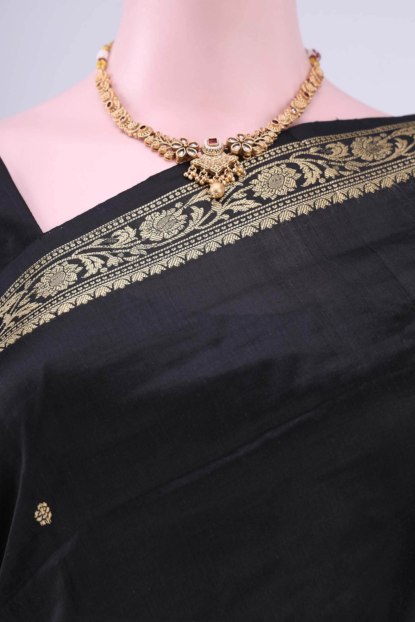 Black Banarasi Katan Silk Saree