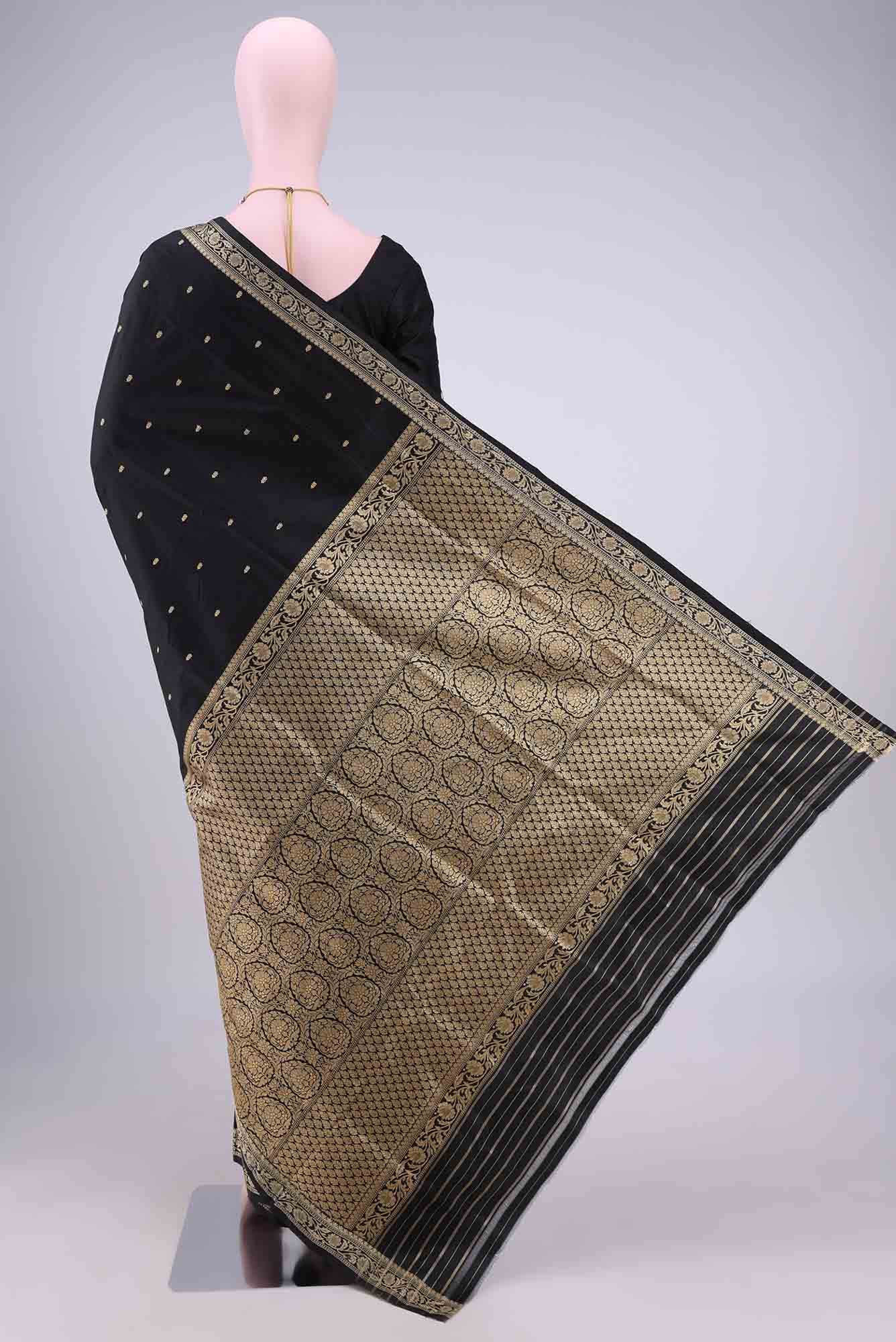 Black Banarasi Katan Silk Saree