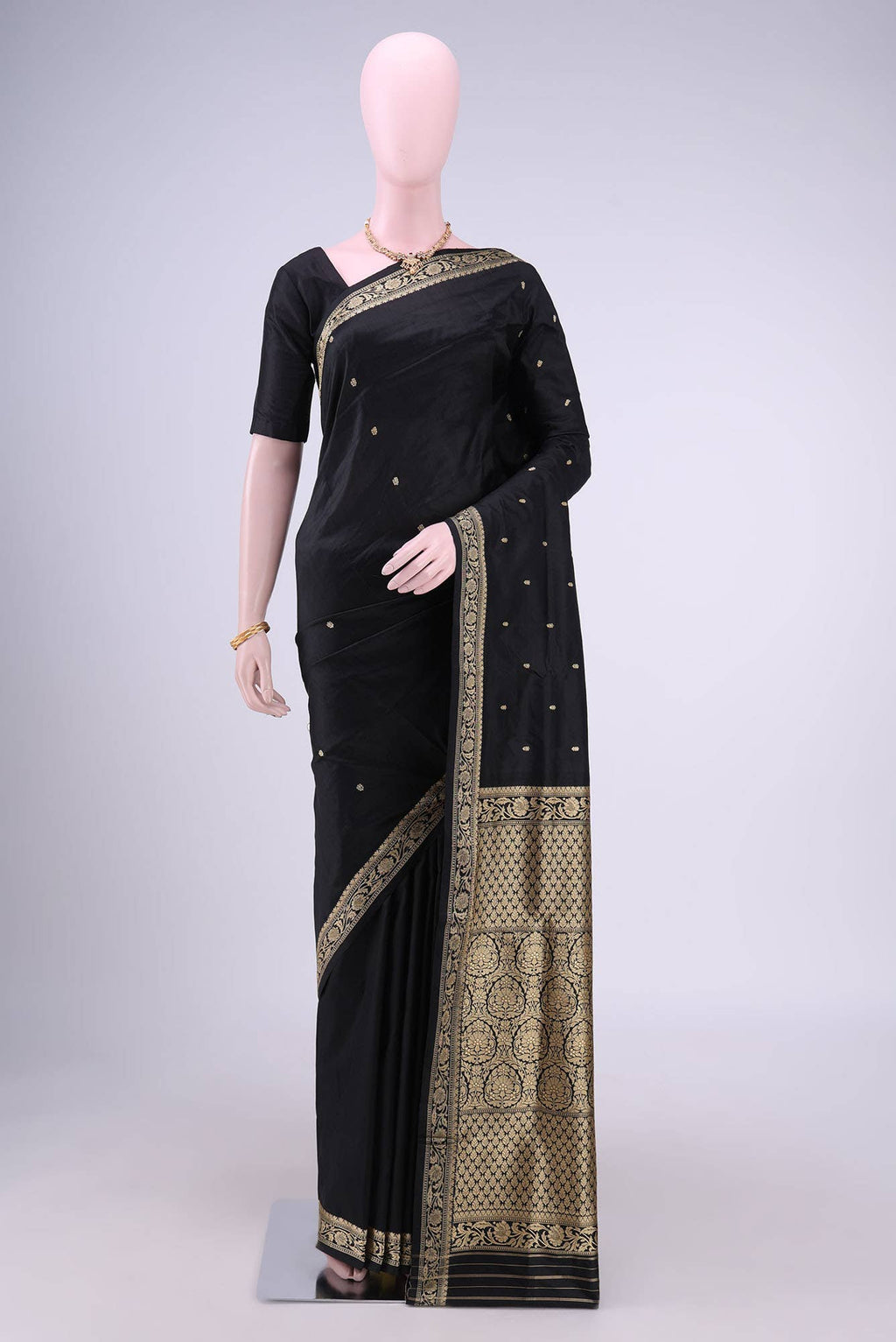 Black Banarasi Katan Silk Saree