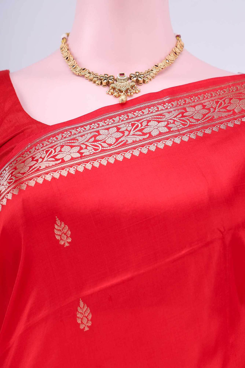 Deep Red Banarasi Katan Silk Saree