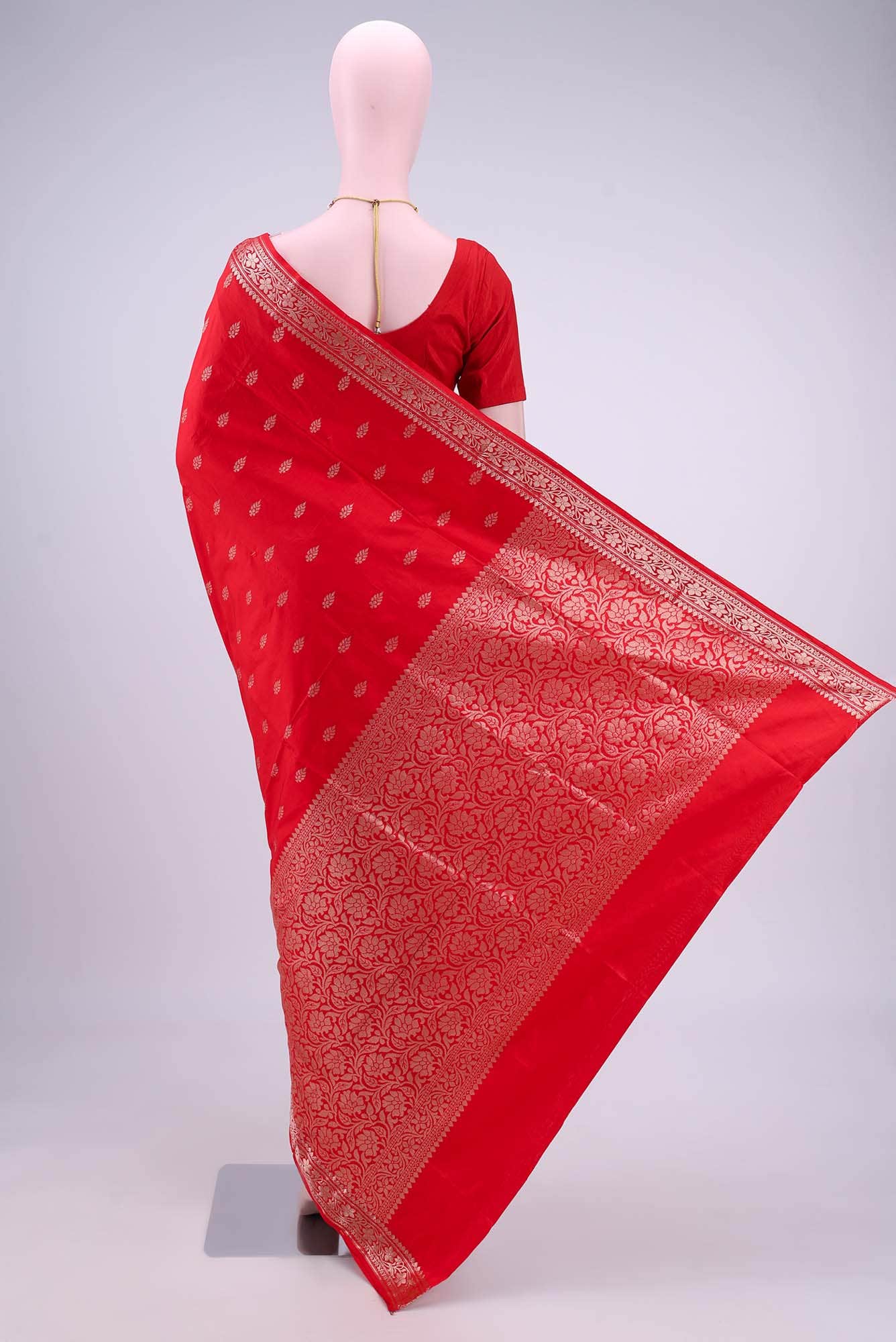 Deep Red Banarasi Katan Silk Saree