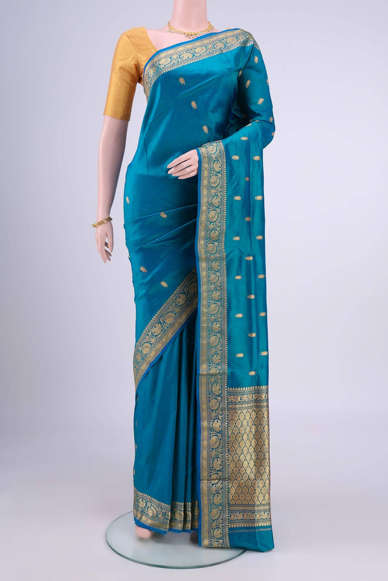 Blue Banarasi Katan Silk Saree