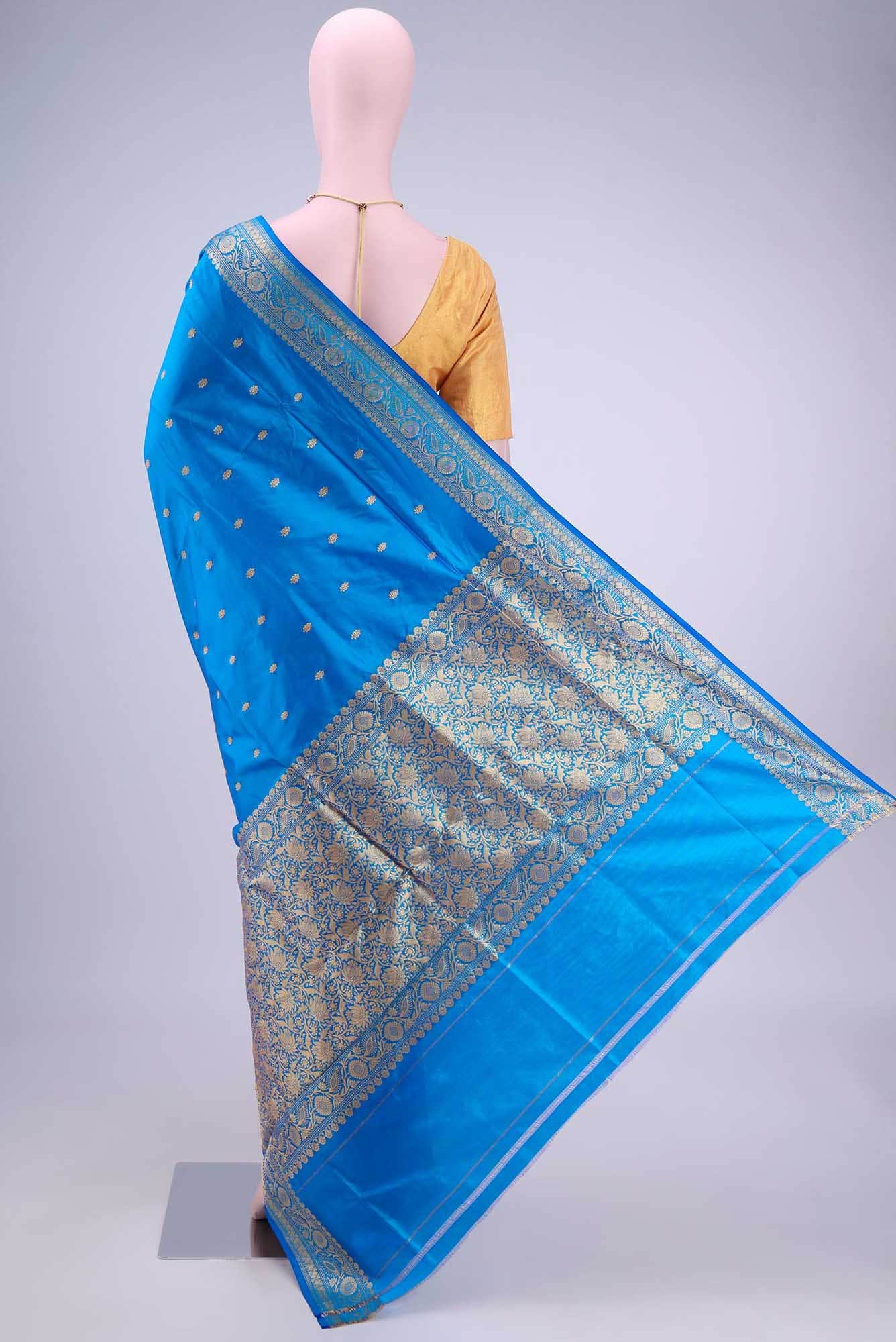 Blue Dual Tone Banarasi Katan Silk Saree