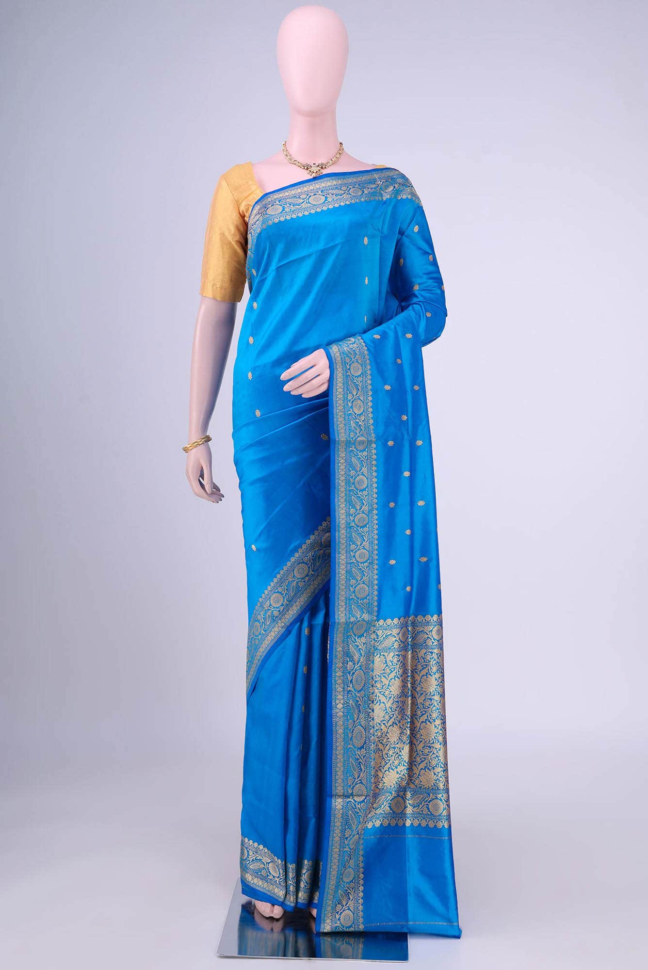Blue Dual Tone Banarasi Katan Silk Saree