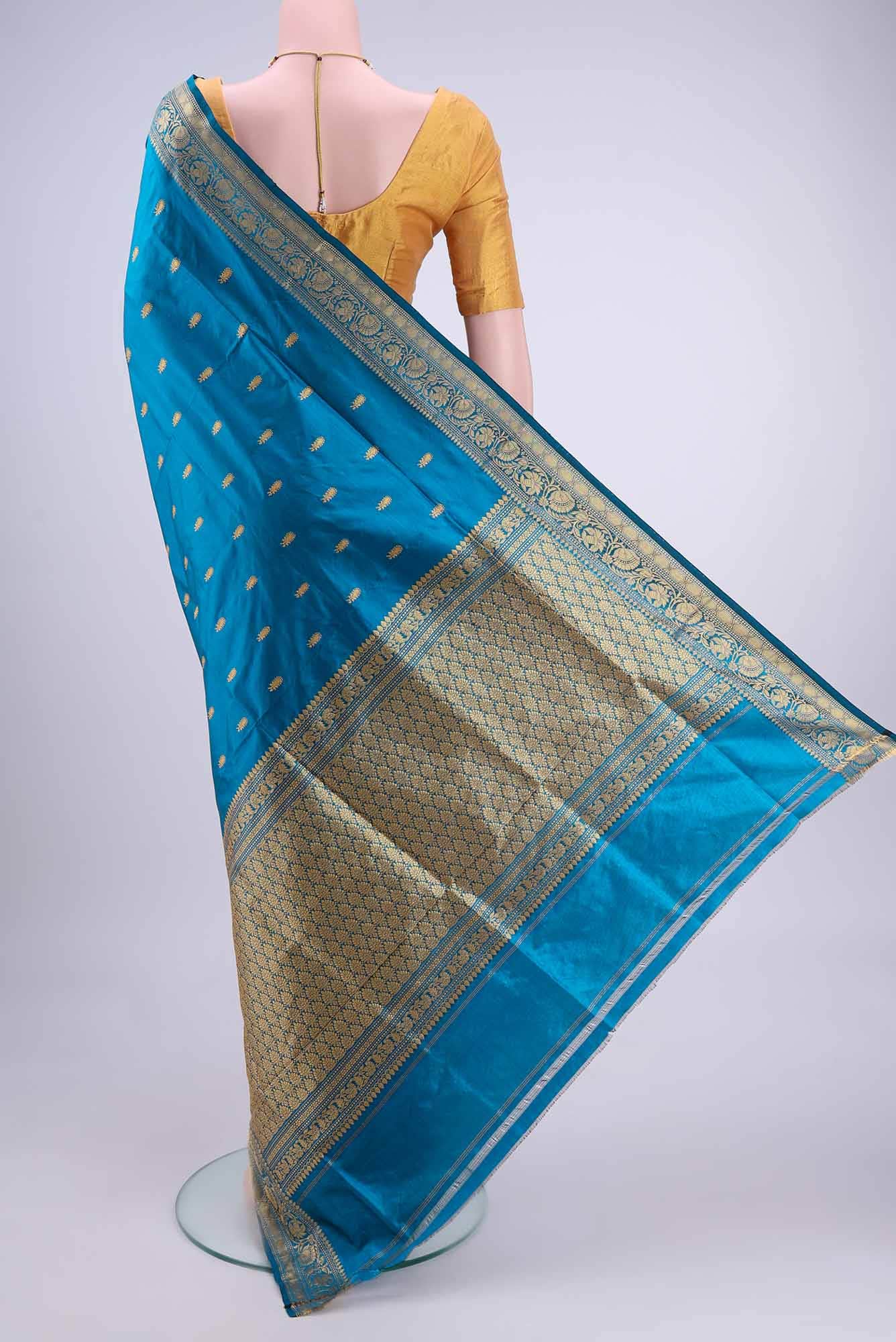 Blue Banarasi Katan Silk Saree