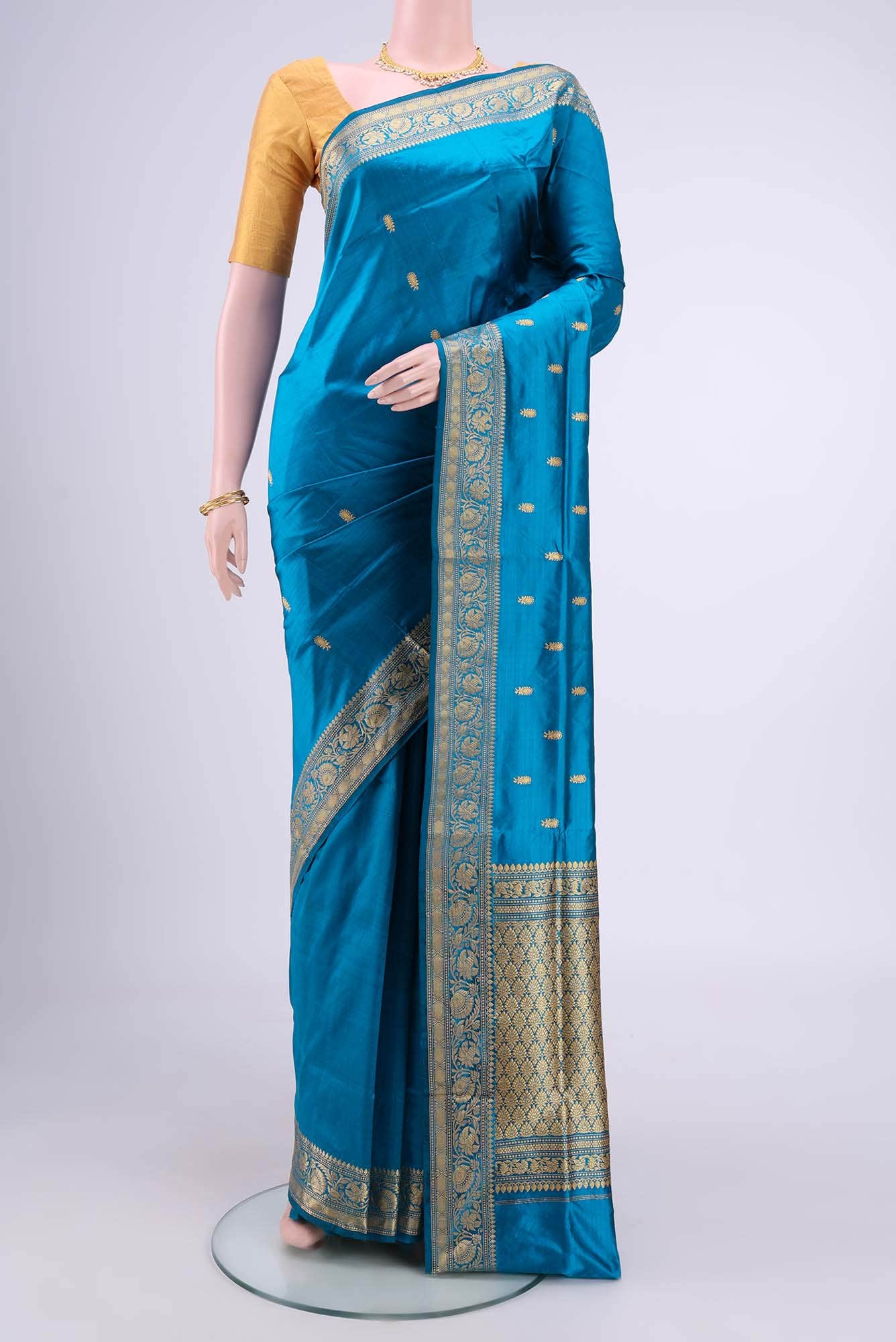 Blue Banarasi Katan Silk Saree