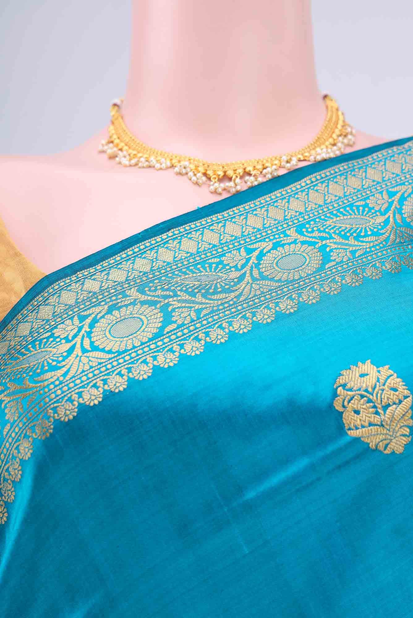 Blue Banarasi Katan Silk Saree