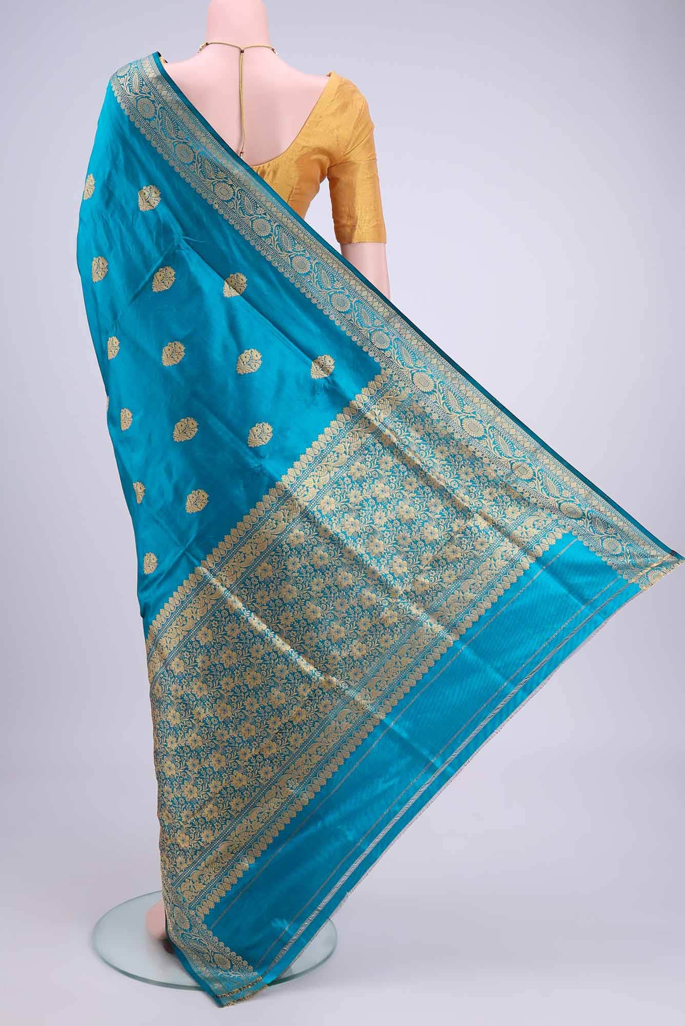 Blue Banarasi Katan Silk Saree