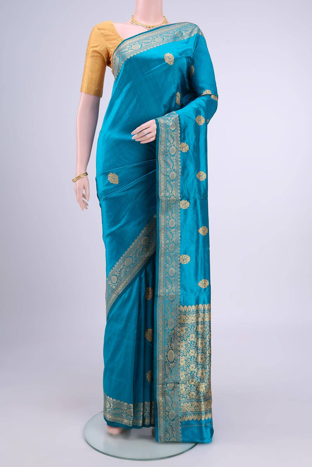 Blue Banarasi Katan Silk Saree