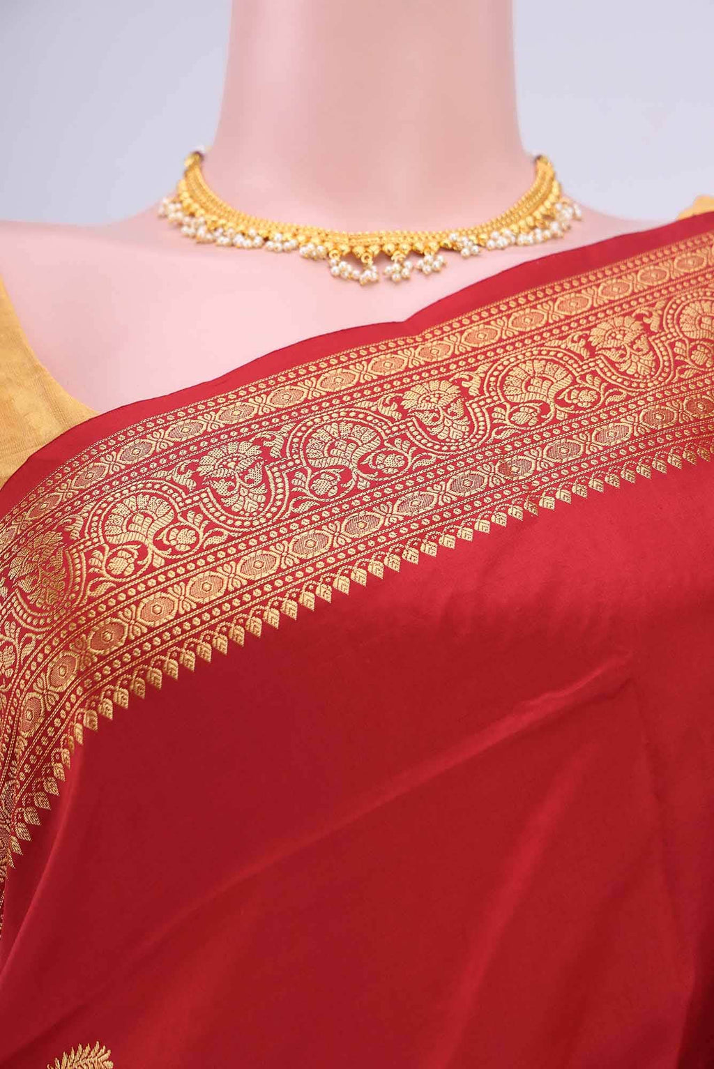Deep Red Banarasi Katan Silk Saree