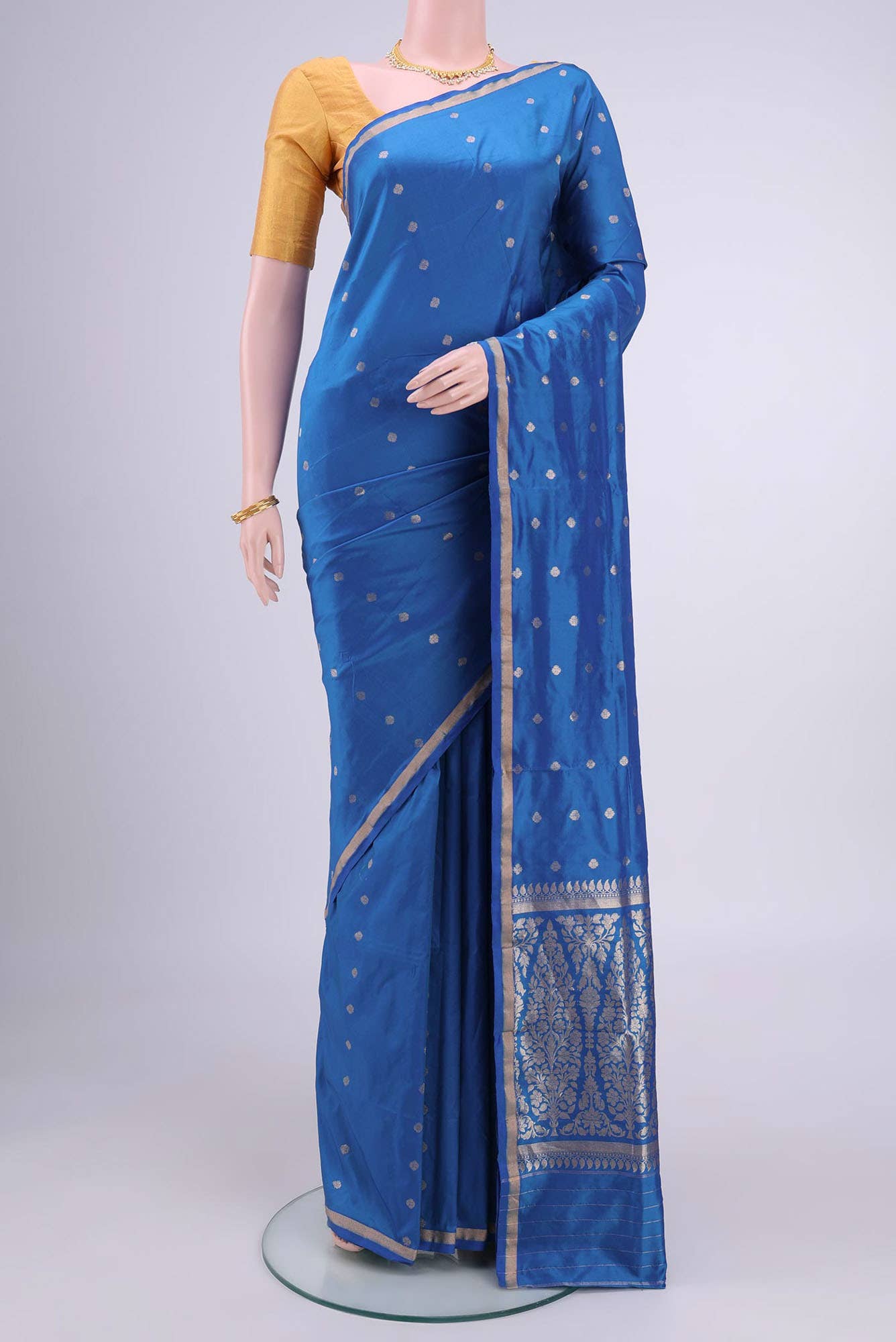 Blue Banarasi Katan Silk Saree