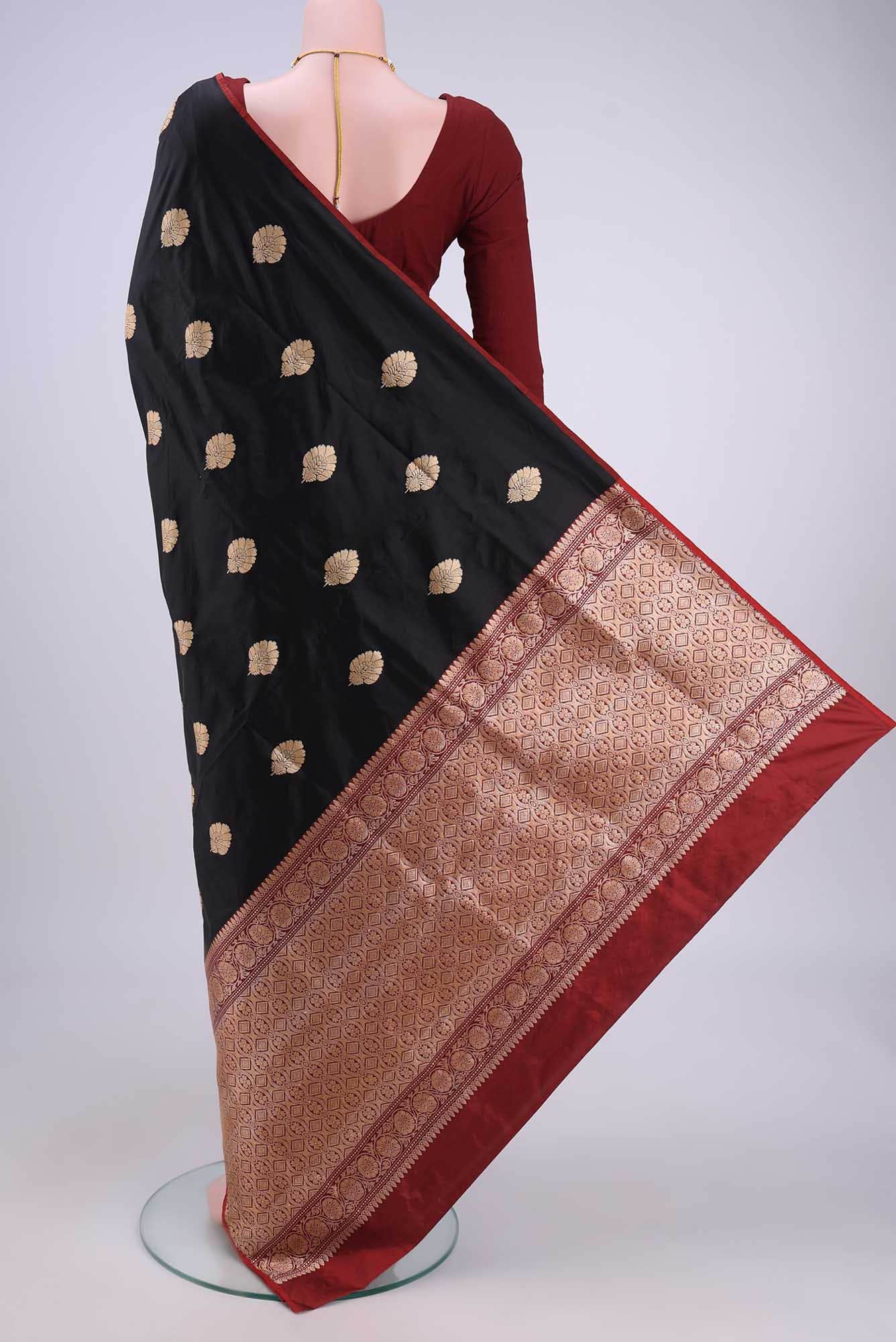Black Banarasi Katan Silk Saree