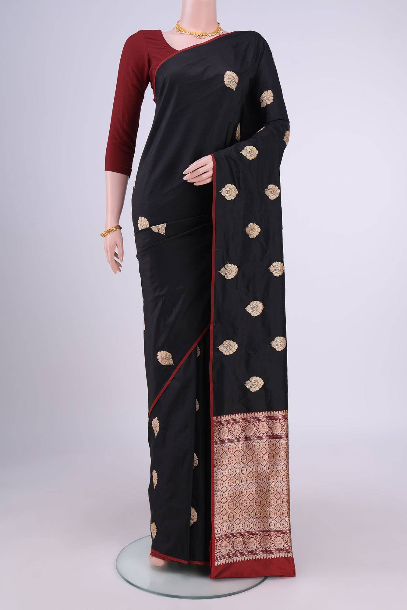 Black Banarasi Katan Silk Saree