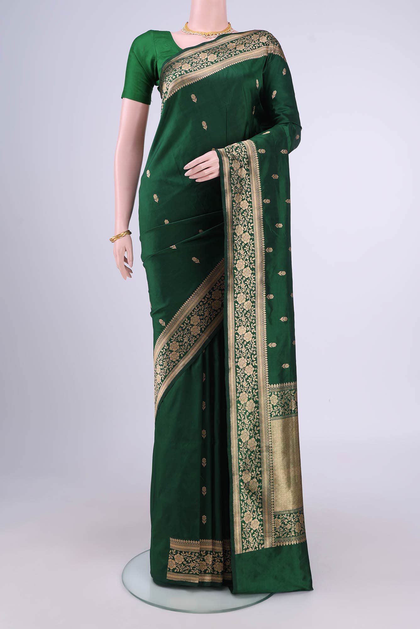 Green Banarasi Katan Silk Saree