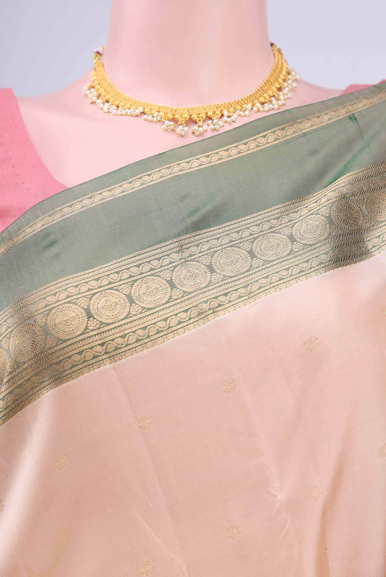 Beige Nangavalli Silk [ Salem ] Saree
