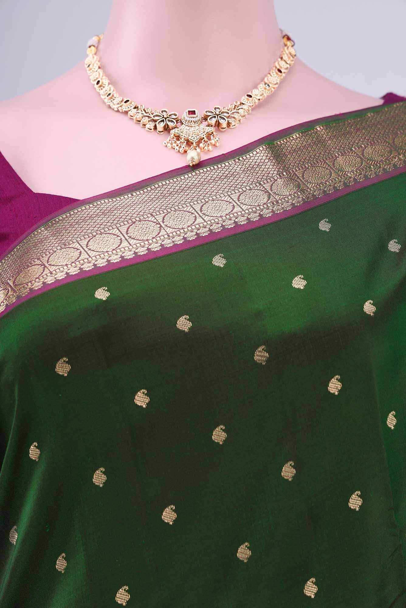 Bottle Green Nangavalli Silk [ Salem ] Saree