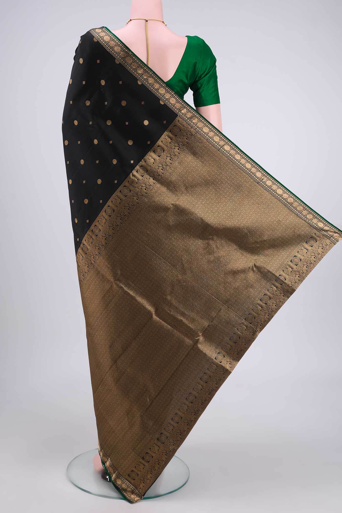 Black Banarasi Katan Silk Saree