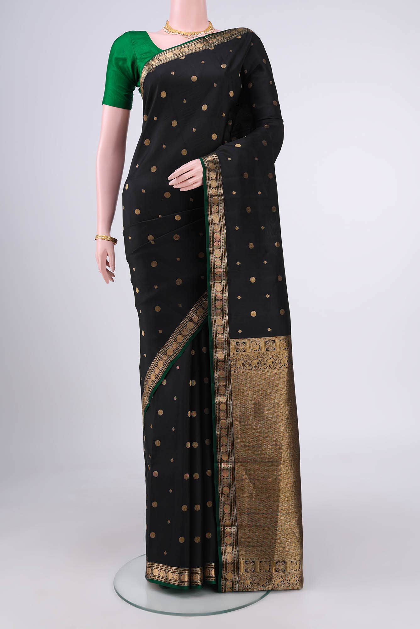 Black Banarasi Katan Silk Saree