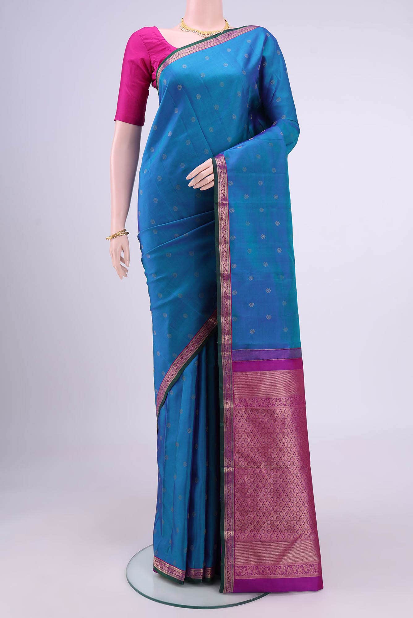 Blue Dual Tone Nangavalli Silk [ Salem ] Saree