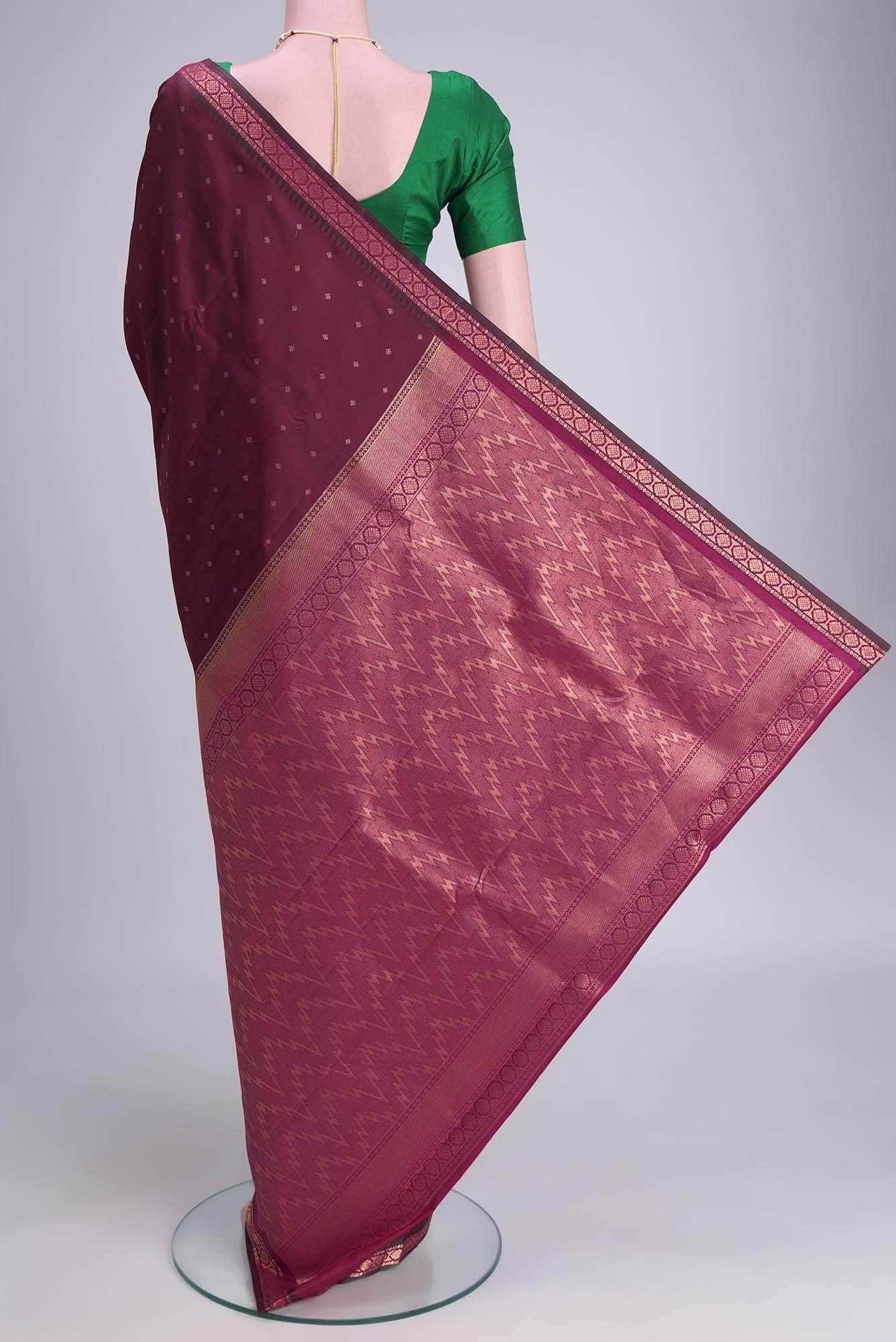 Burgundy Dual Tone Nangavalli Silk [ Salem ] Saree