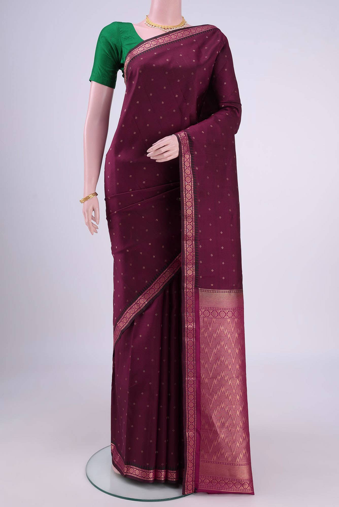 Burgundy Dual Tone Nangavalli Silk [ Salem ] Saree