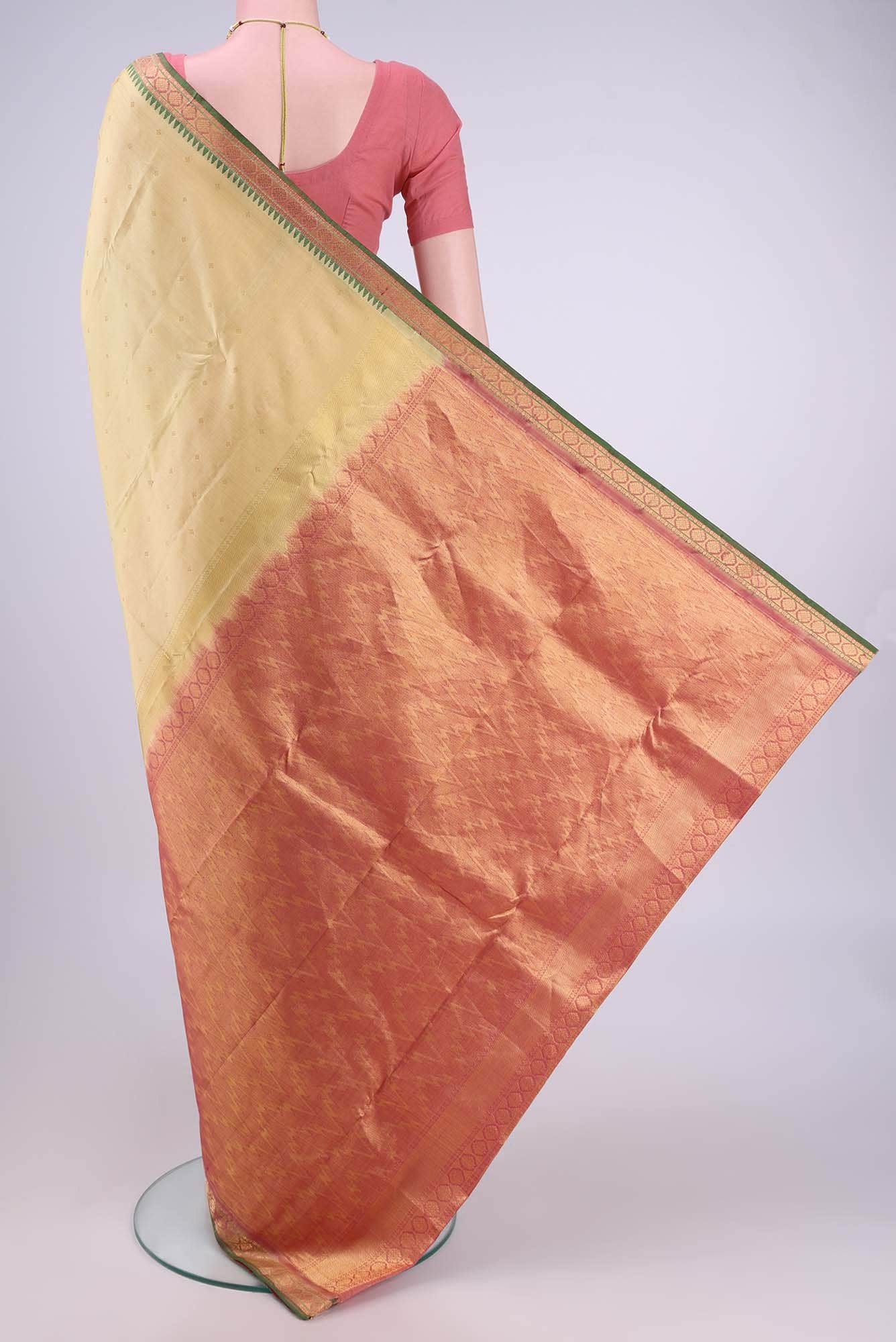 Cream Nangavalli Silk [ Salem ] Saree