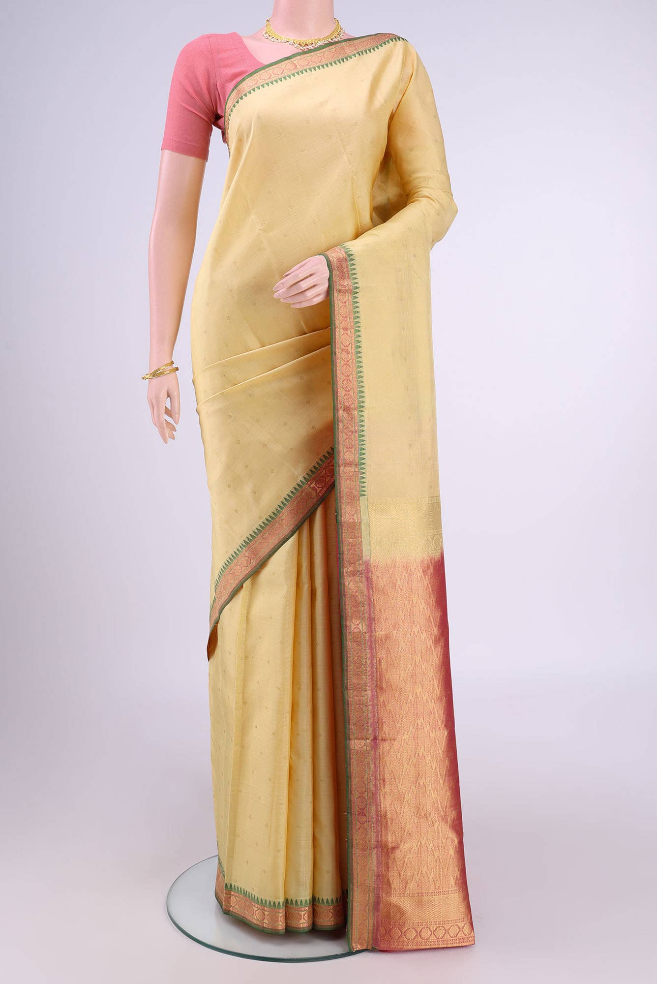 Cream Nangavalli Silk [ Salem ] Saree