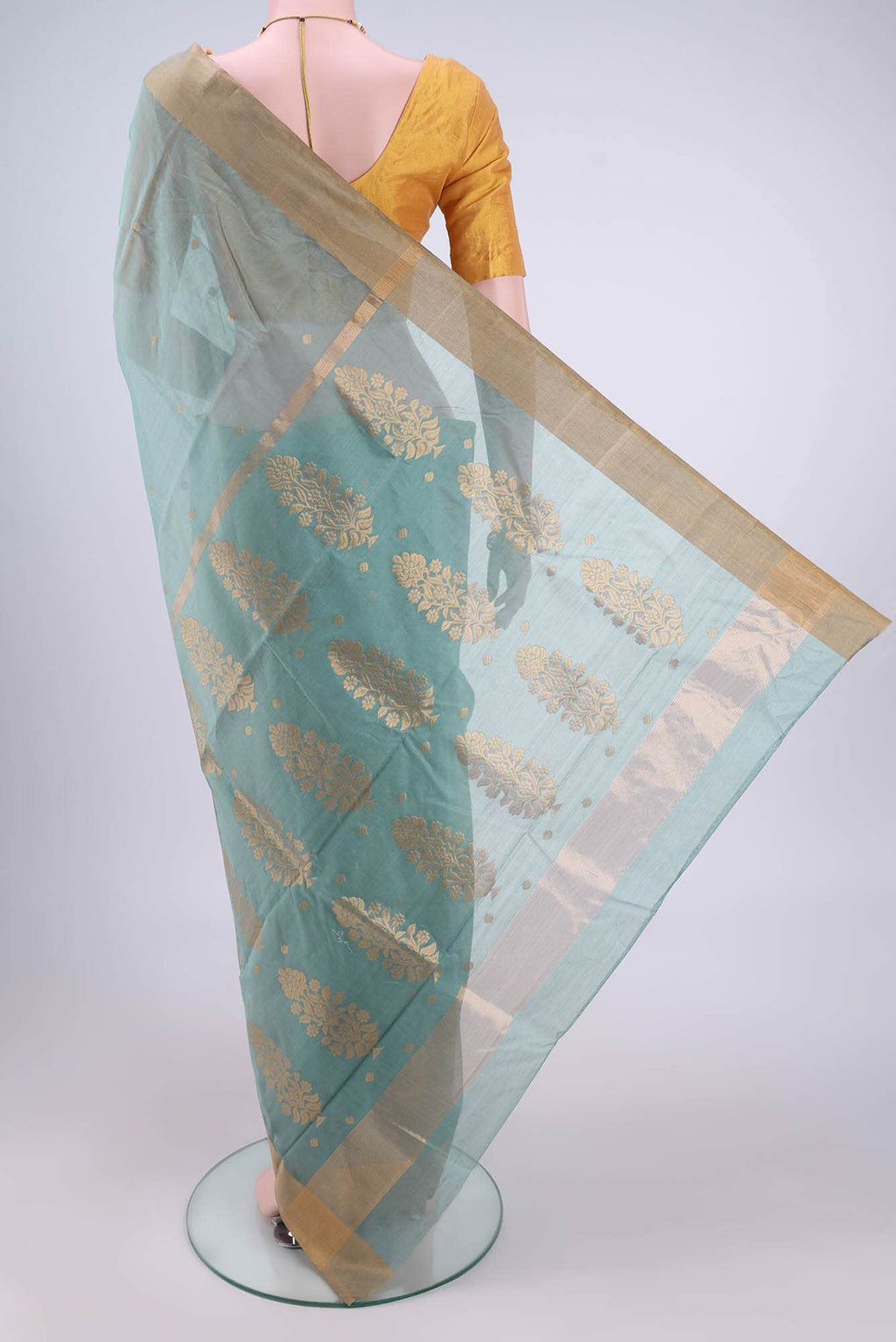 Mint Green Chanderi Silk Saree