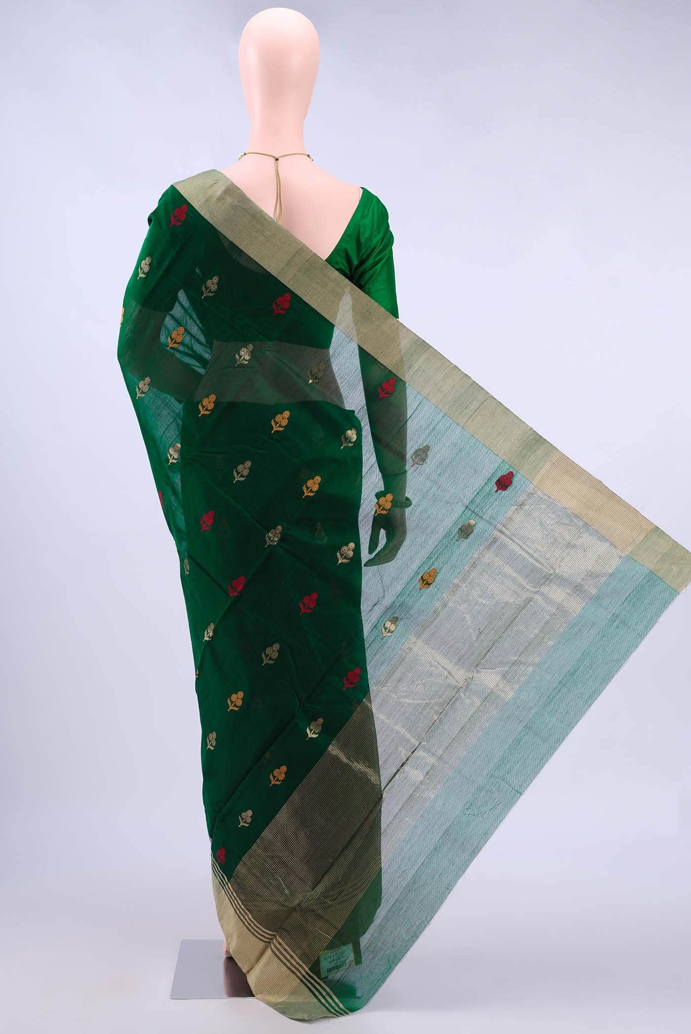 Bottle Green Chanderi Silk Saree