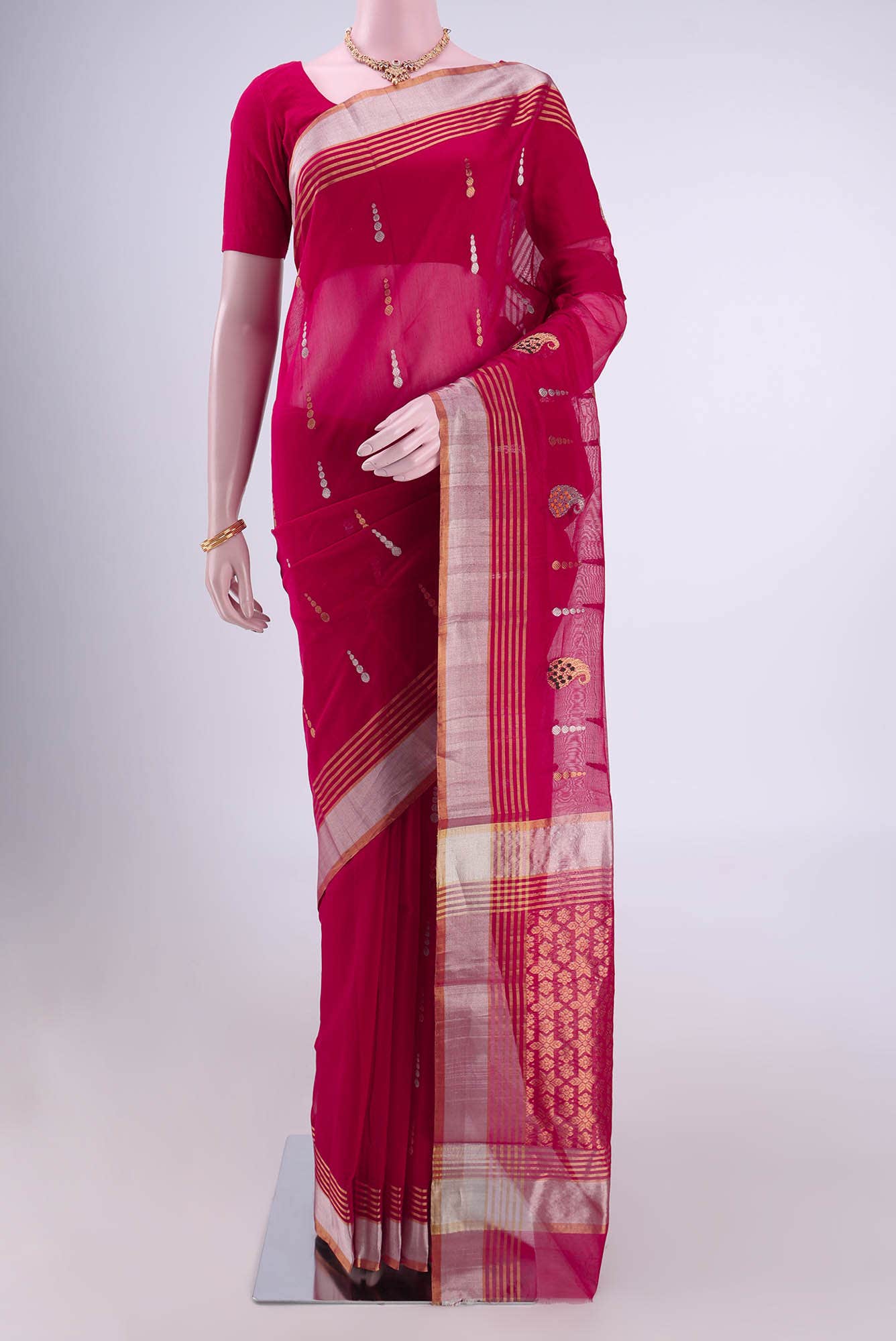 Imperial Red Chanderi Silk Saree