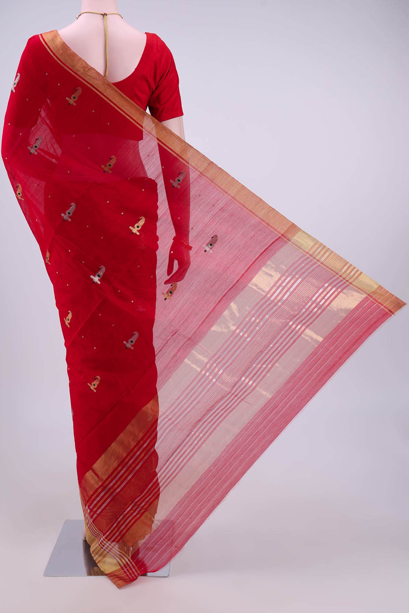 Red Chanderi Silk Saree