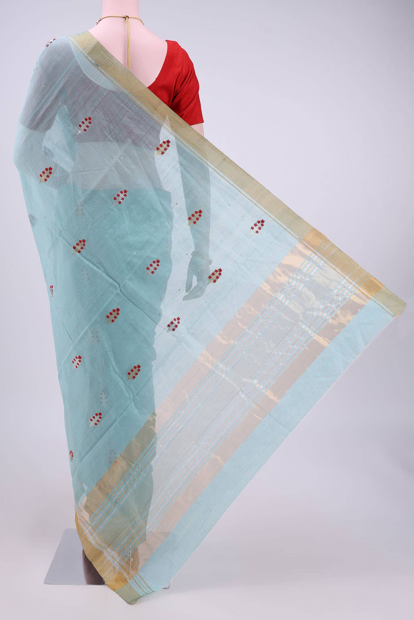 Mint Green Chanderi Silk Saree