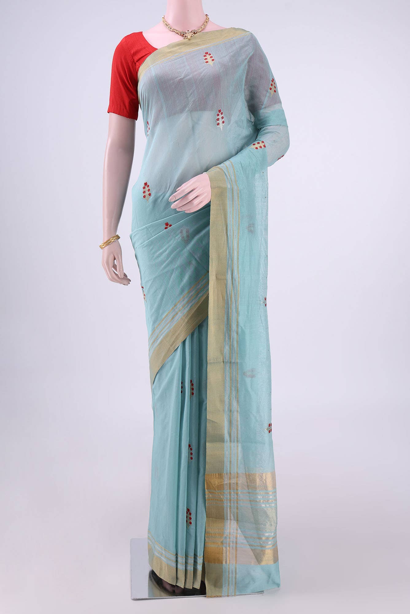 Mint Green Chanderi Silk Saree