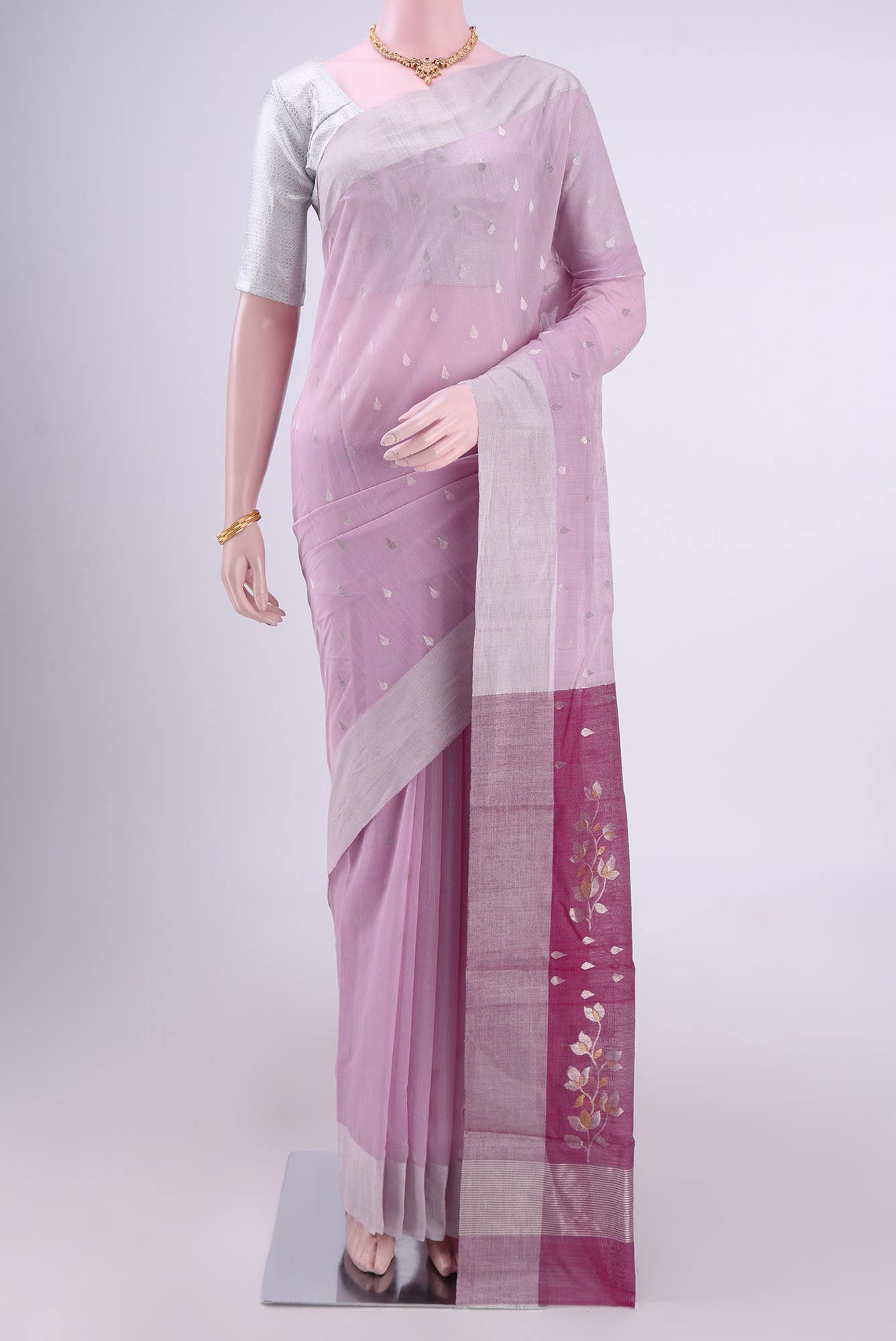 Mauve Chanderi Silk Saree