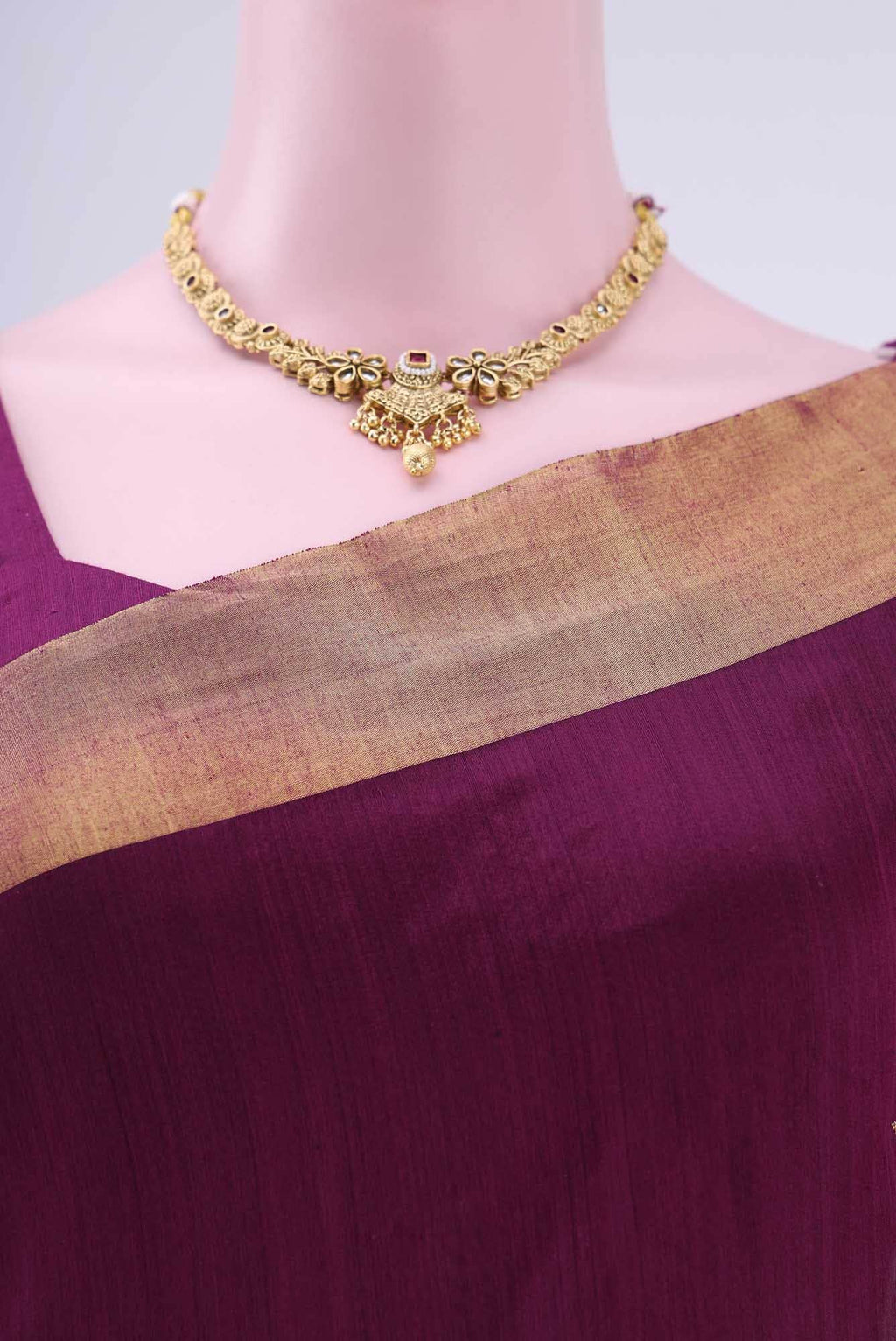 Burgundy Chanderi Silk Saree
