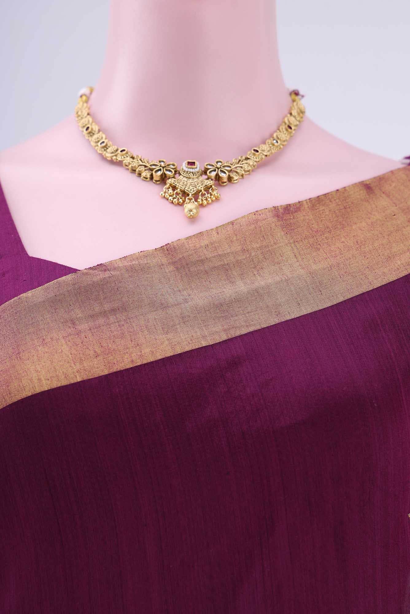 Burgundy Chanderi Silk Saree