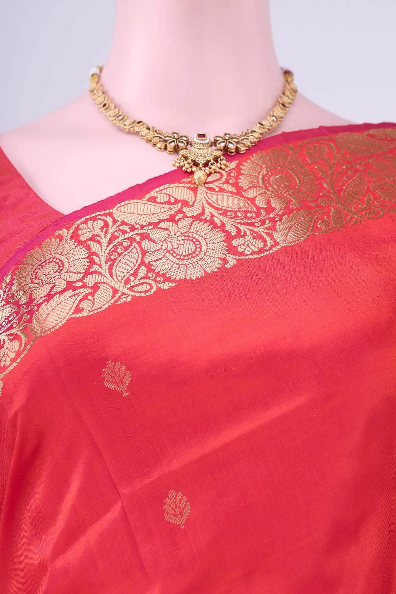 Brick Orange Dual Tone Banarasi Katan Silk Saree