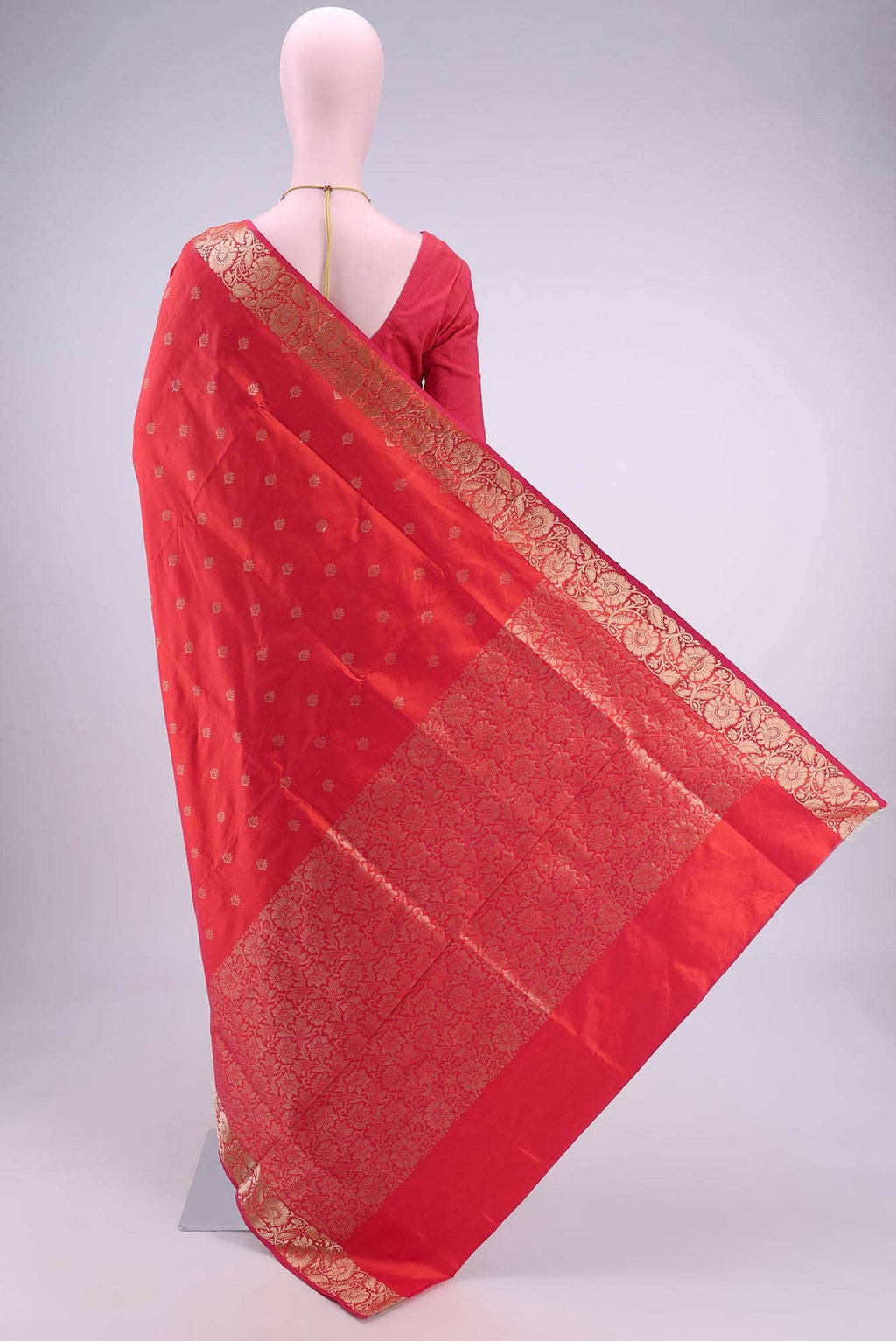 Brick Orange Dual Tone Banarasi Katan Silk Saree