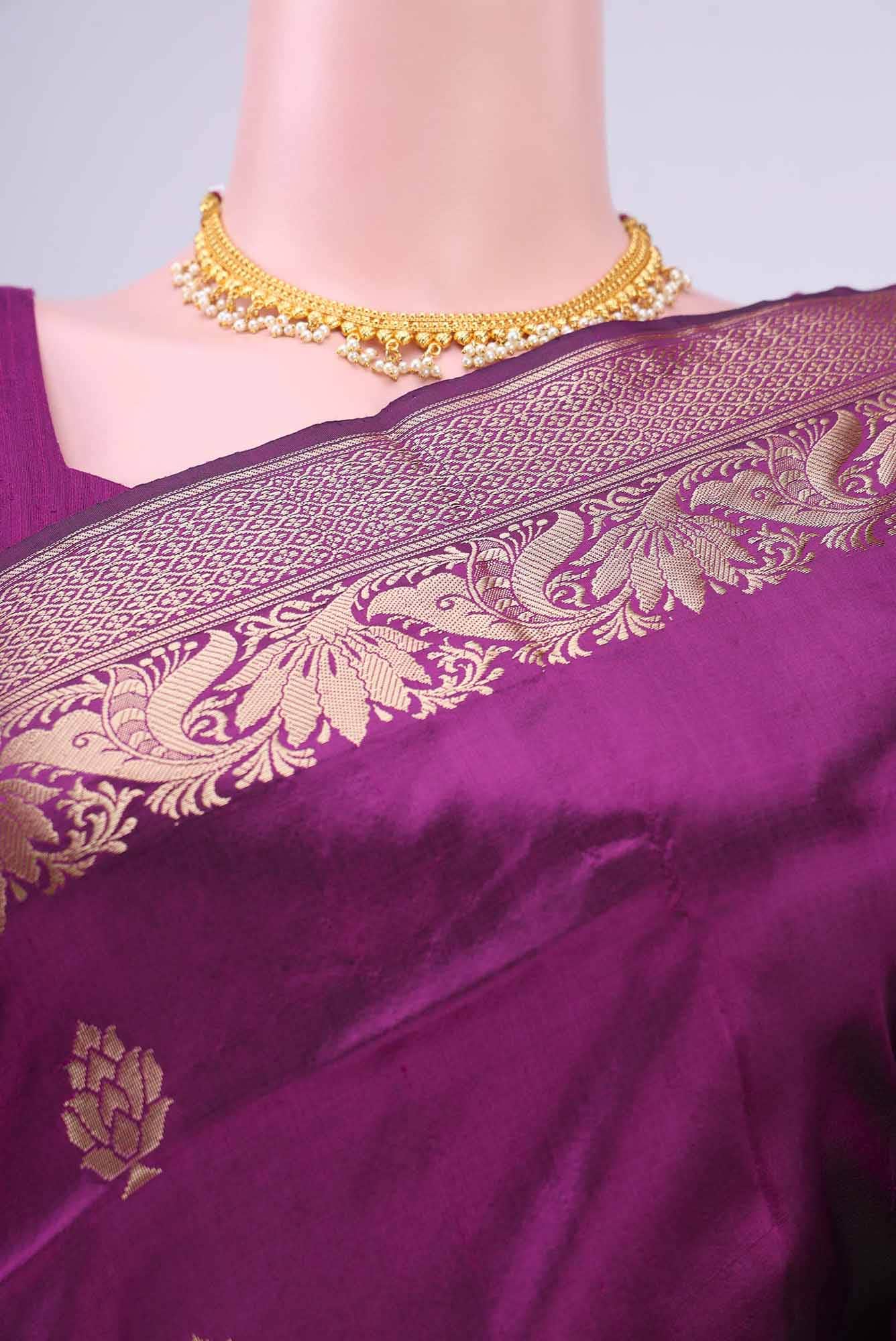 Burgundy Banarasi Katan Silk Saree