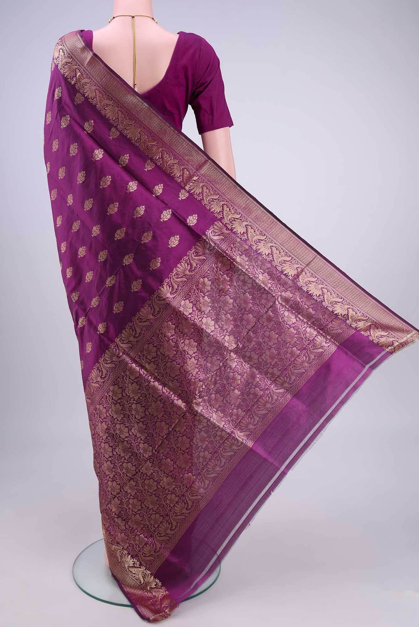 Burgundy Banarasi Katan Silk Saree