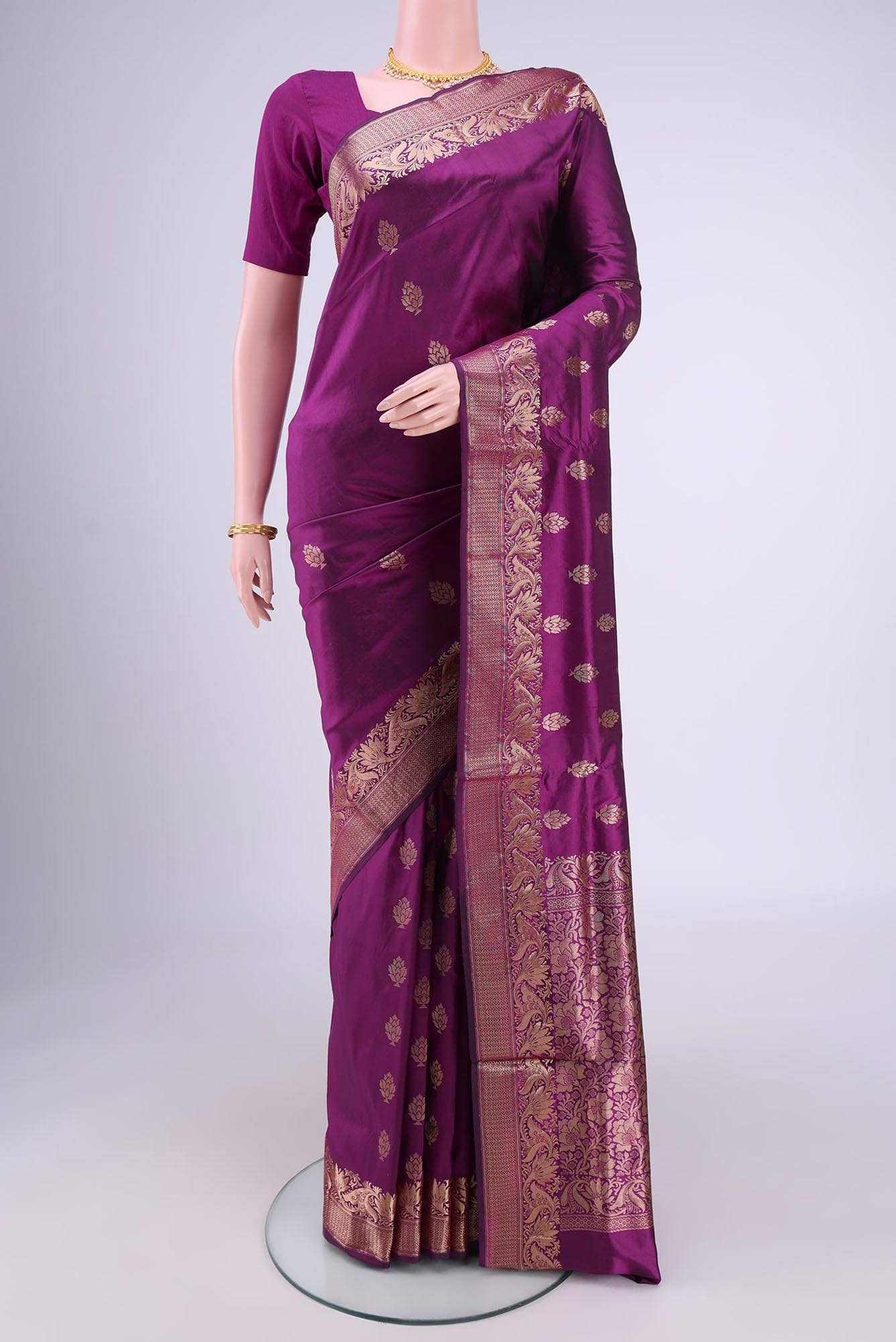Burgundy Banarasi Katan Silk Saree