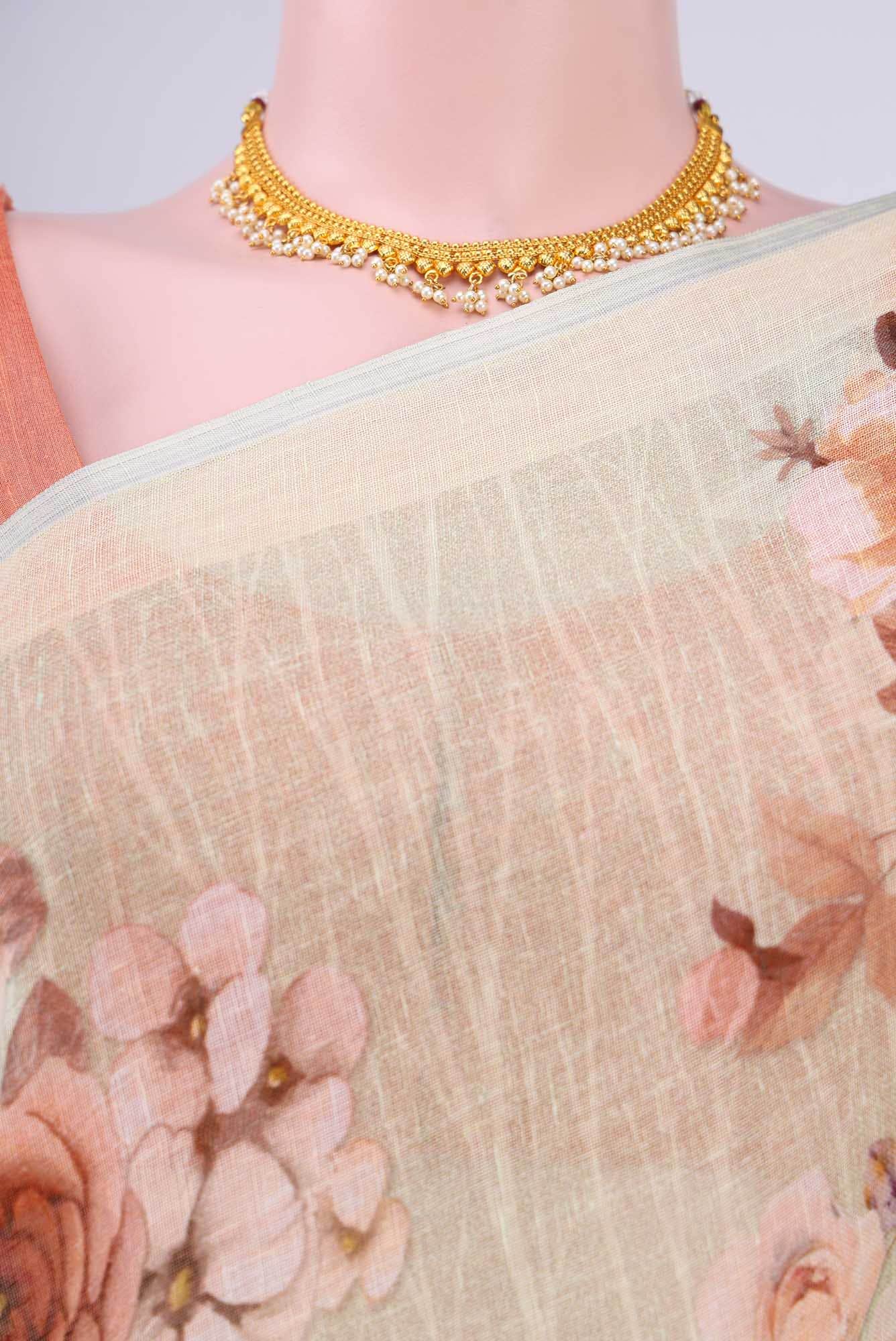 Mint Green Linen Cotton Saree