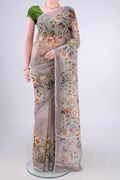 Davys Grey Linen Cotton Saree