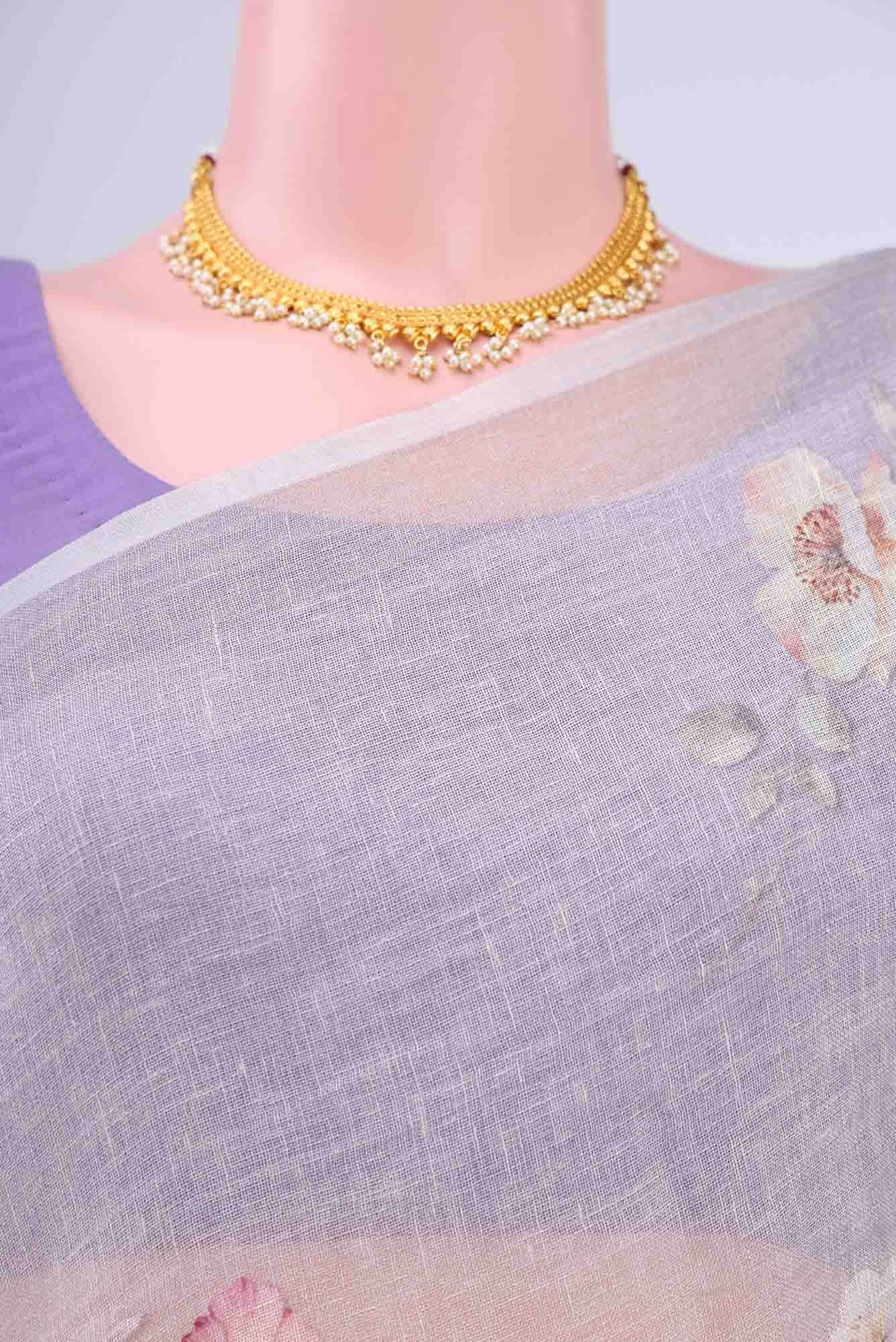 Grey Linen Cotton Saree