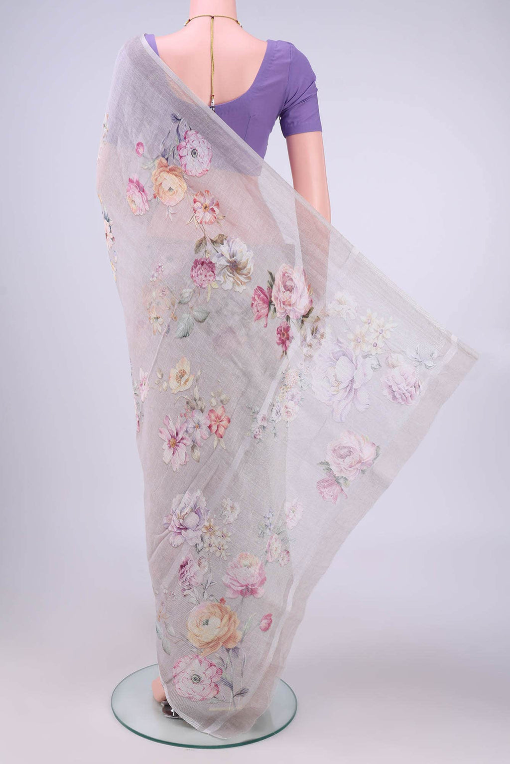 Grey Linen Cotton Saree