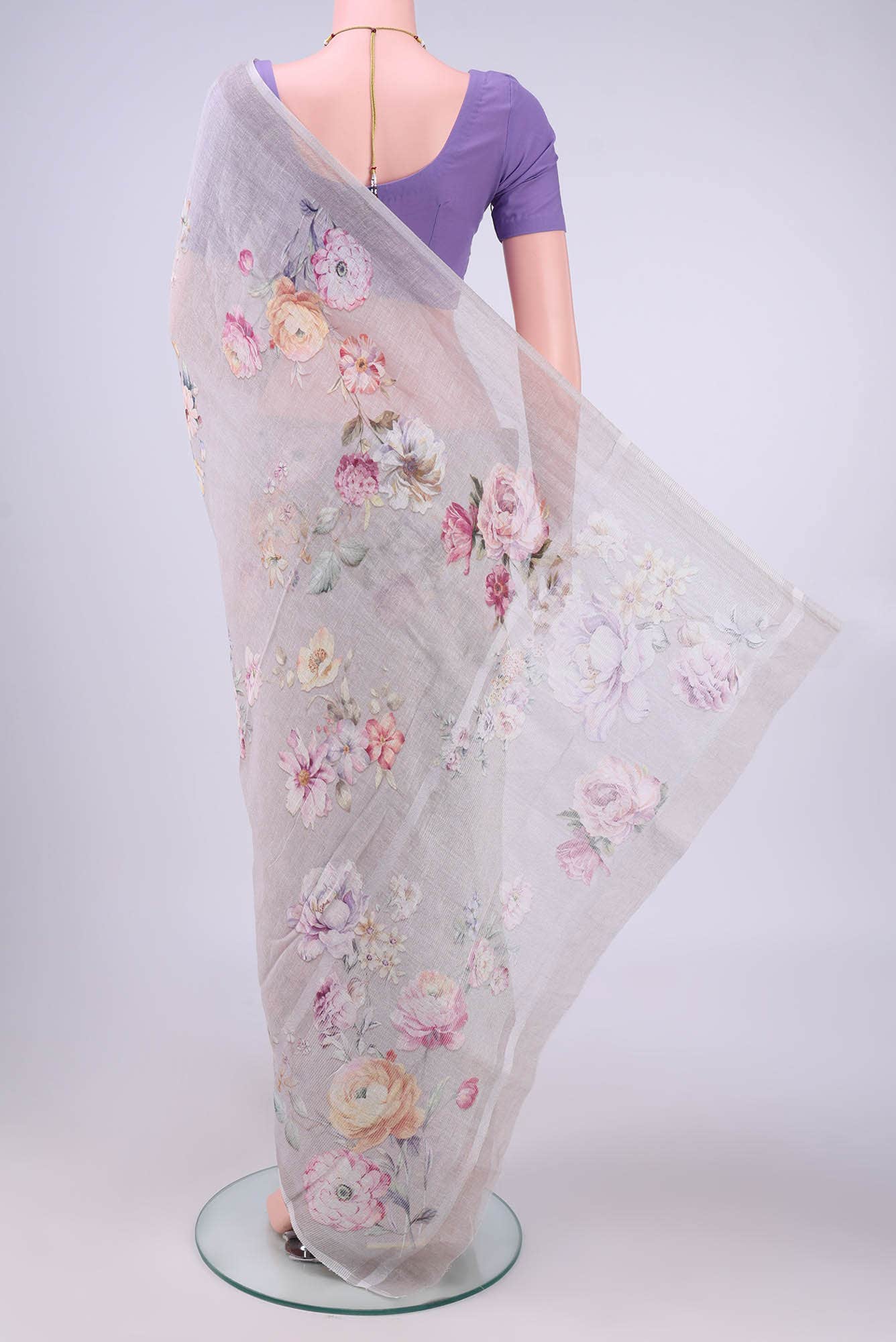 Grey Linen Cotton Saree