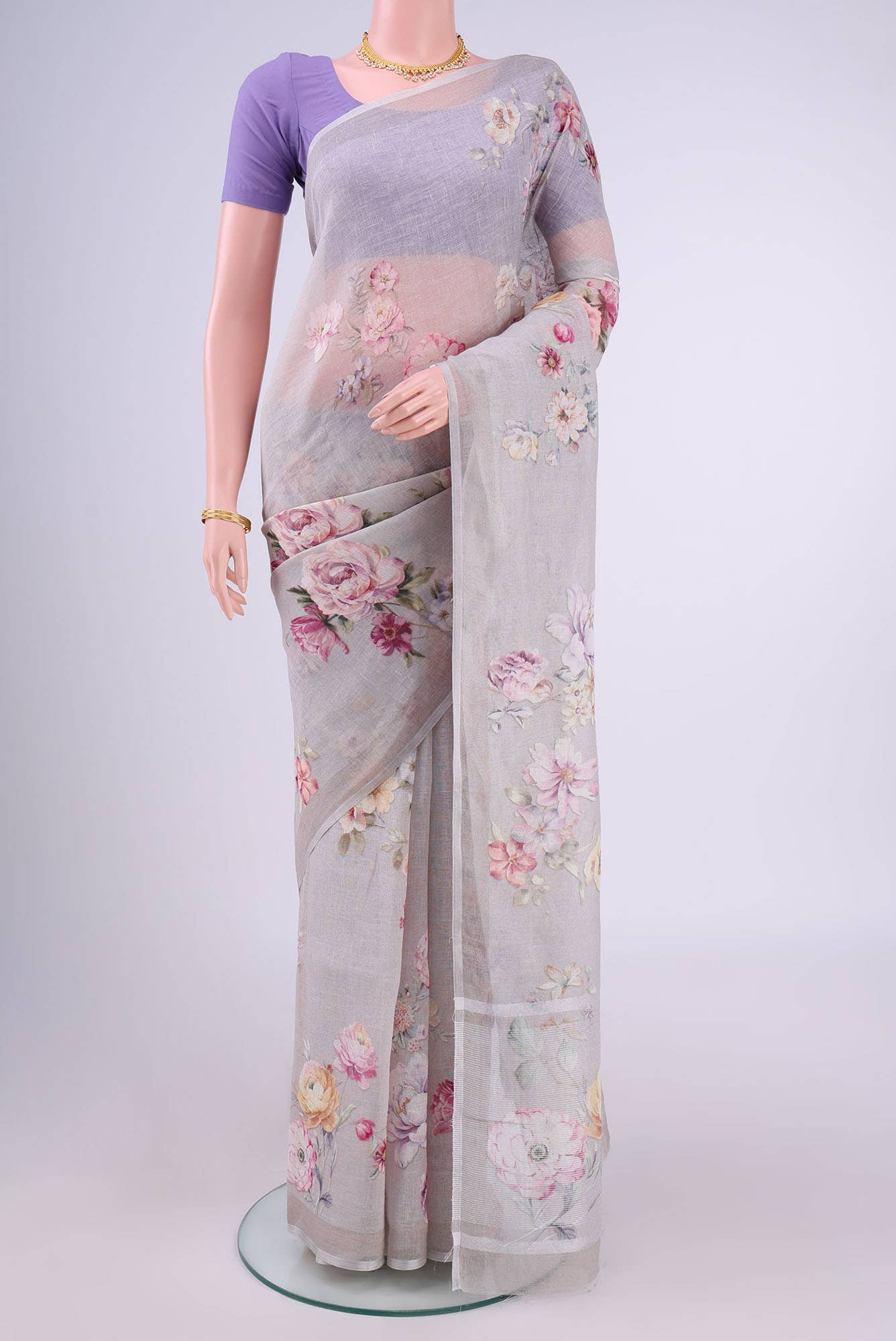Grey Linen Cotton Saree