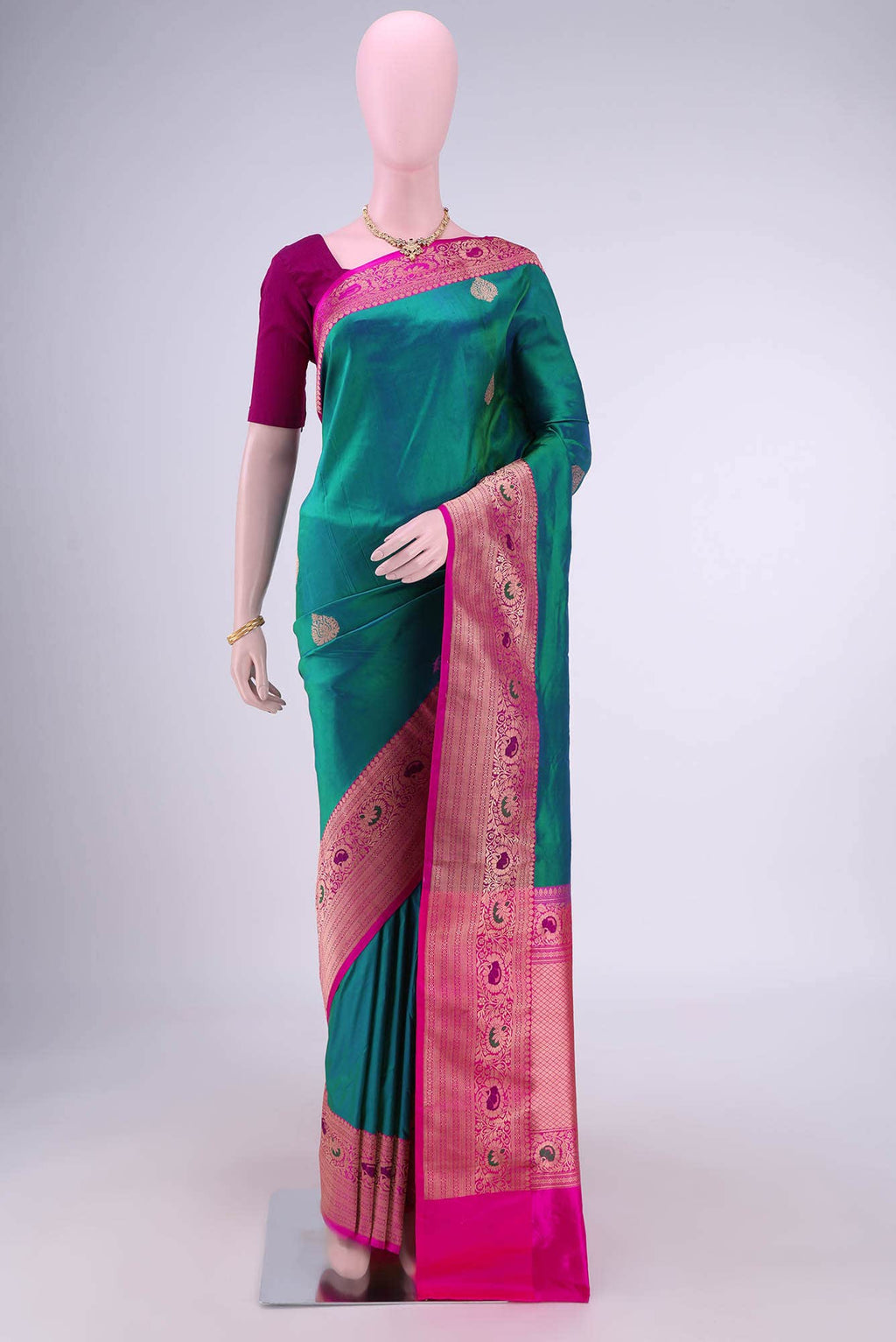 Green Banarasi Katan Silk Saree