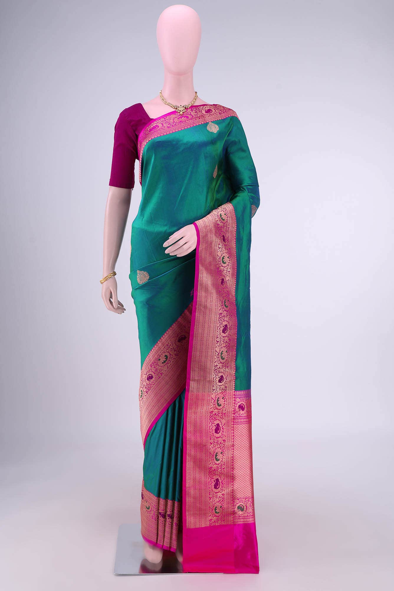 Green Banarasi Katan Silk Saree