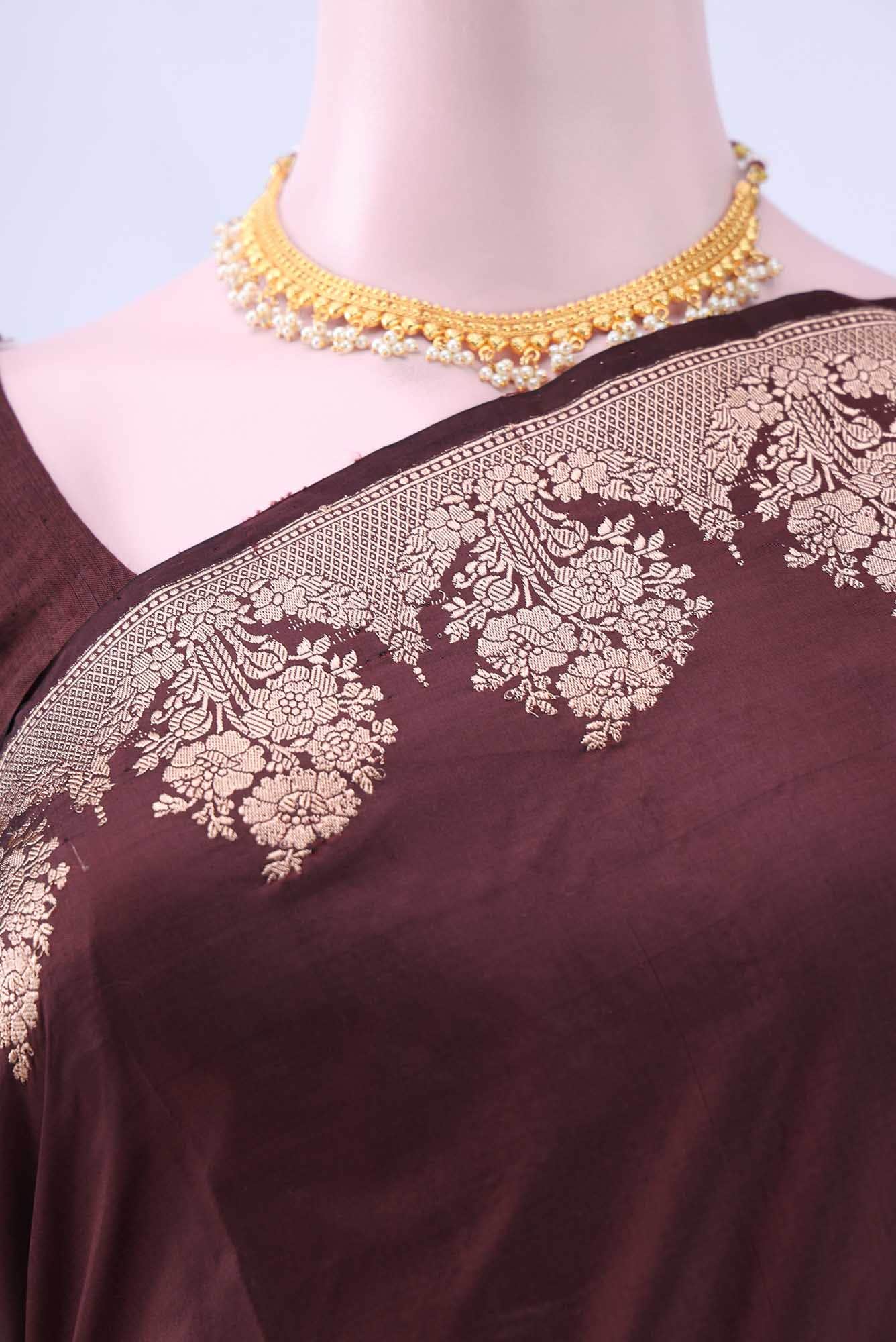 Brown Banarasi Katan Silk Saree